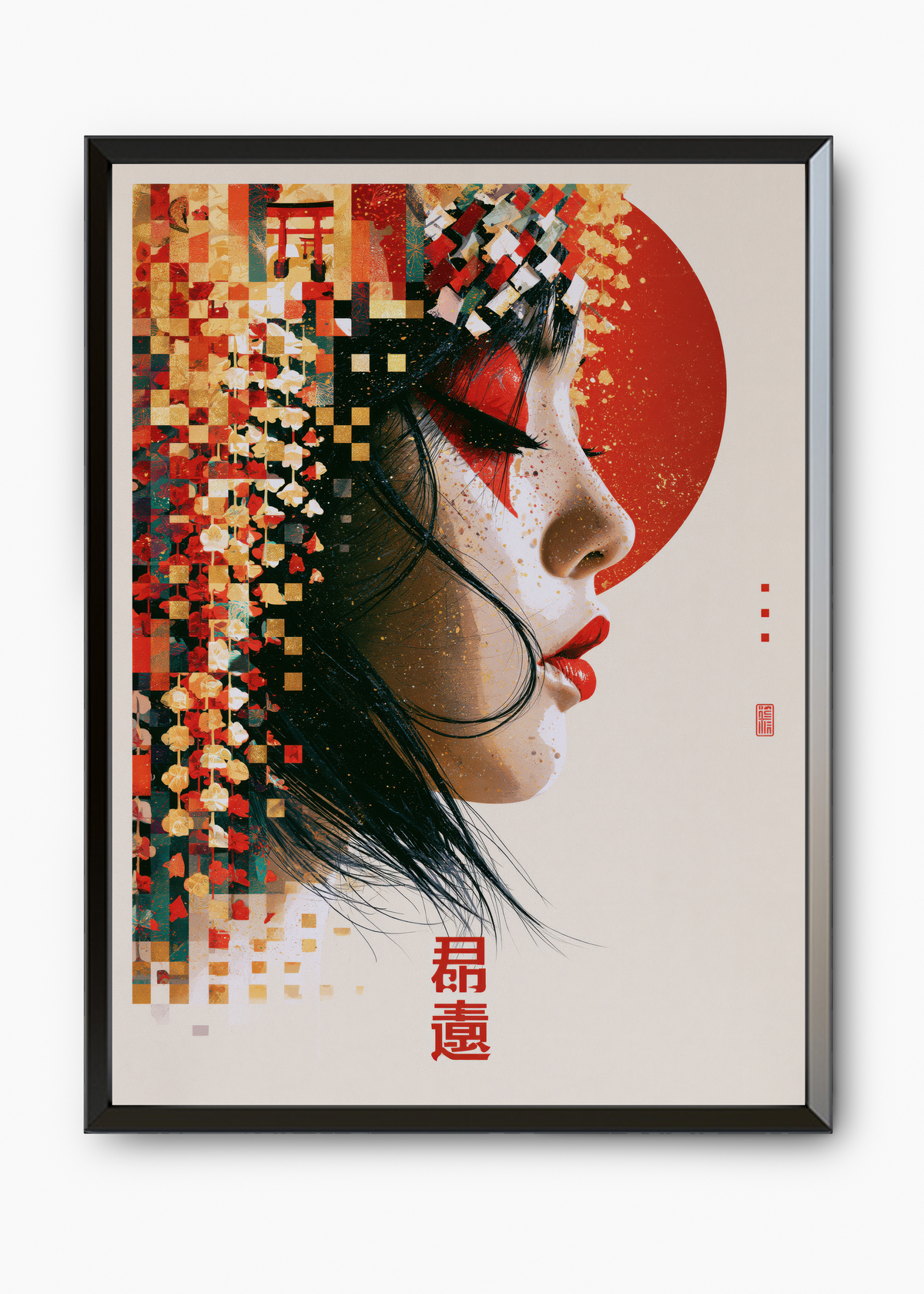Quadro Japonês Glitch Geisha - 7