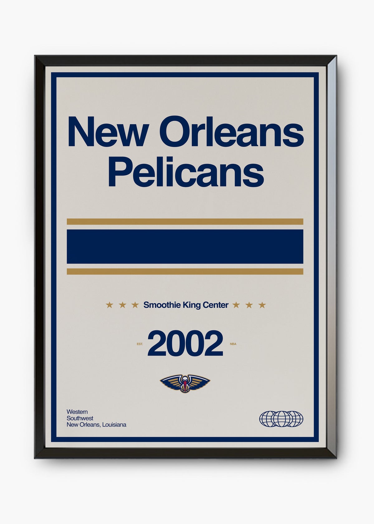 Quadro decorativo NBA New Orleans Pelicans — arte de basquete para parede | Cübe Quadros