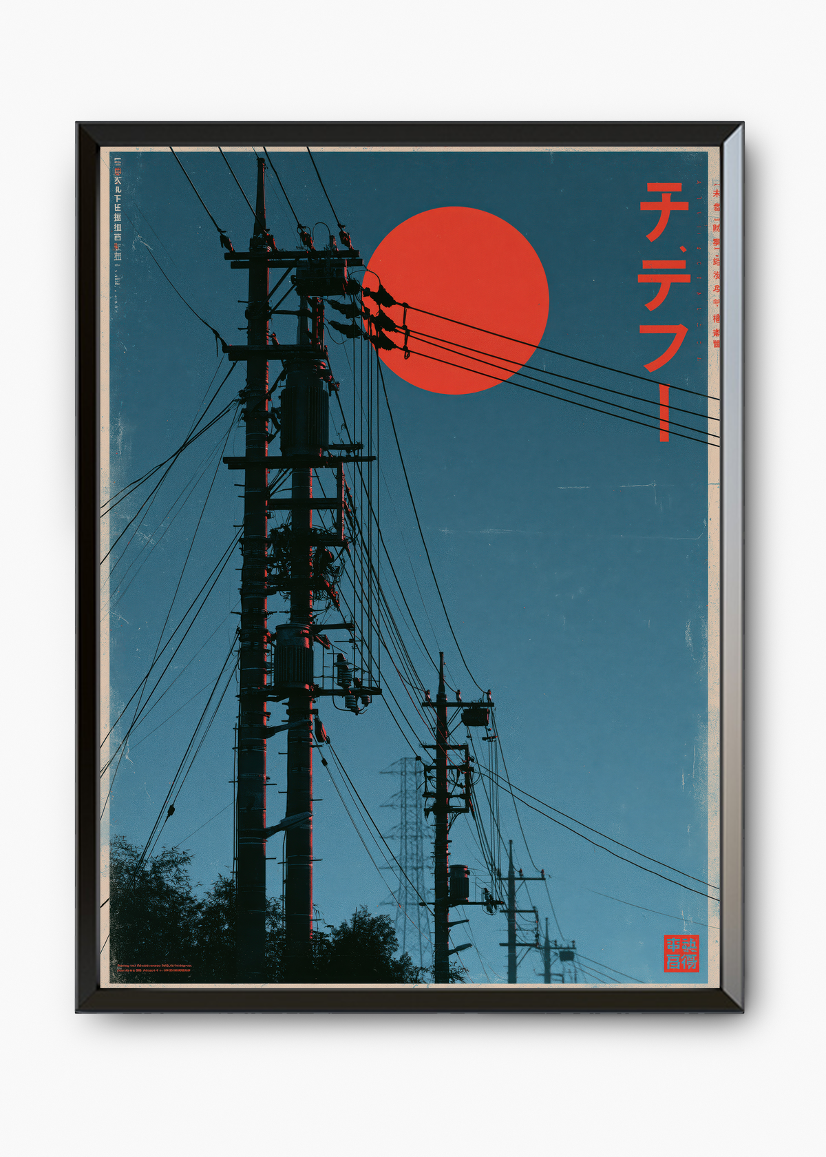 Quadro Japonês Red Sun Wires - 7