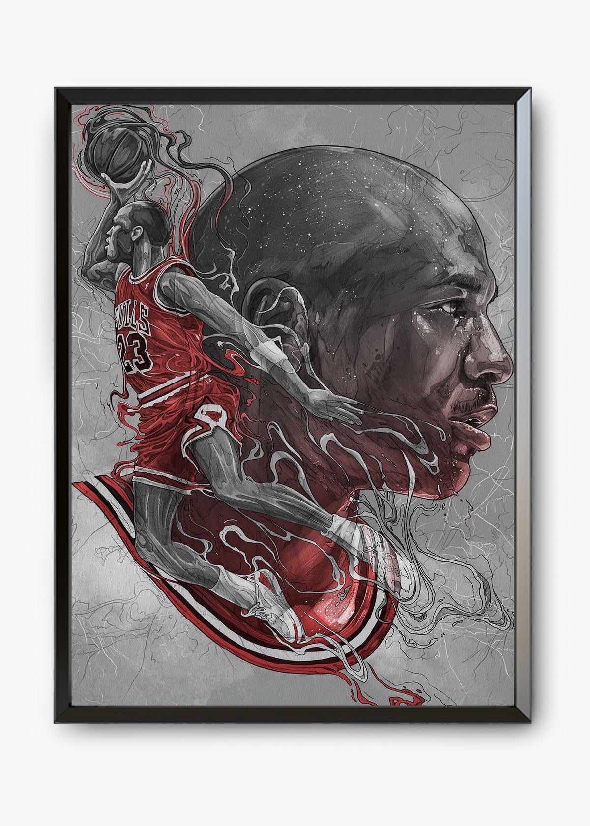 Quadro decorativo Michael Jordan II — arte de basquete para parede | Cübe Quadros