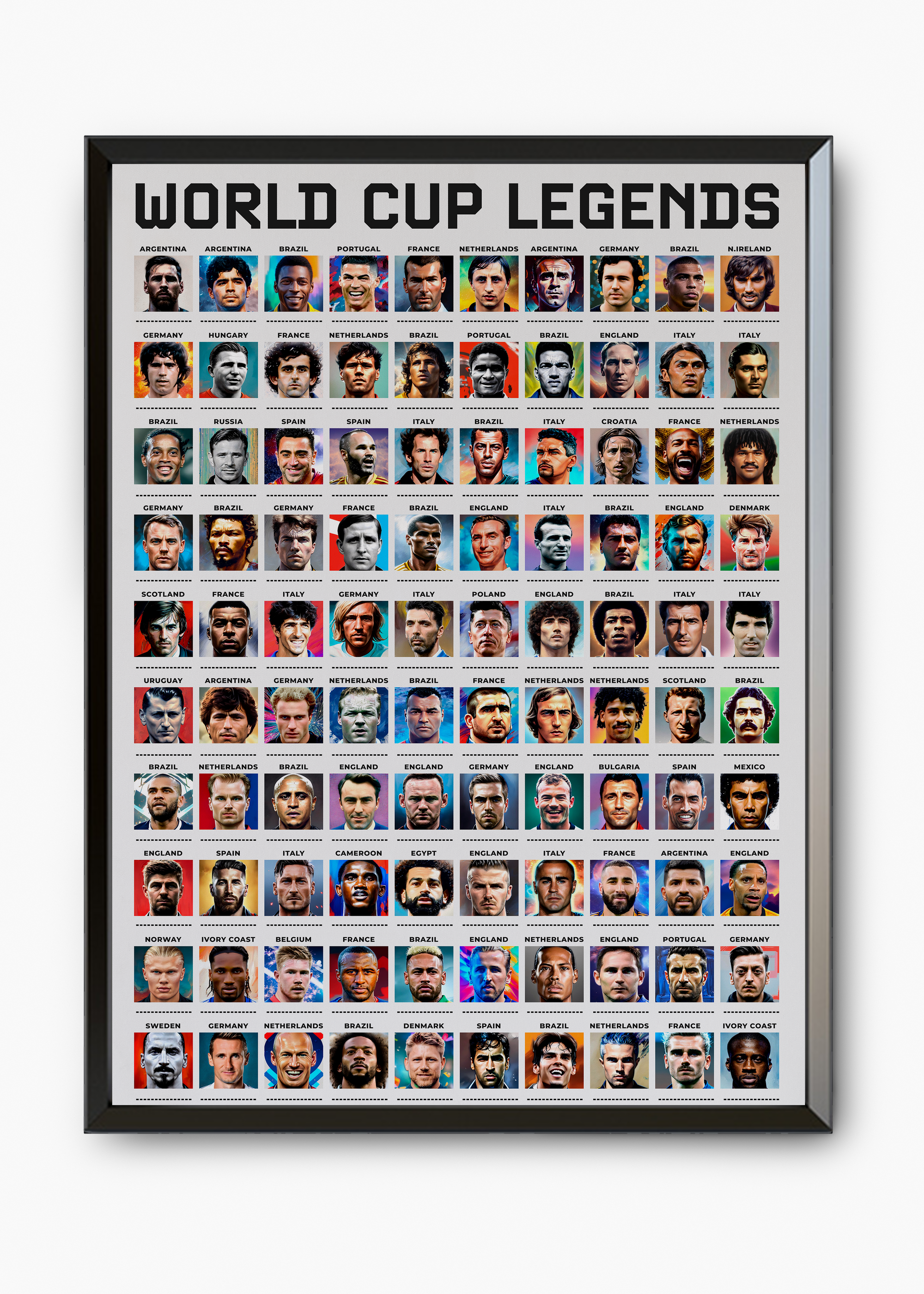 Quadro Jogadores Copa do Mundo Branco - 7