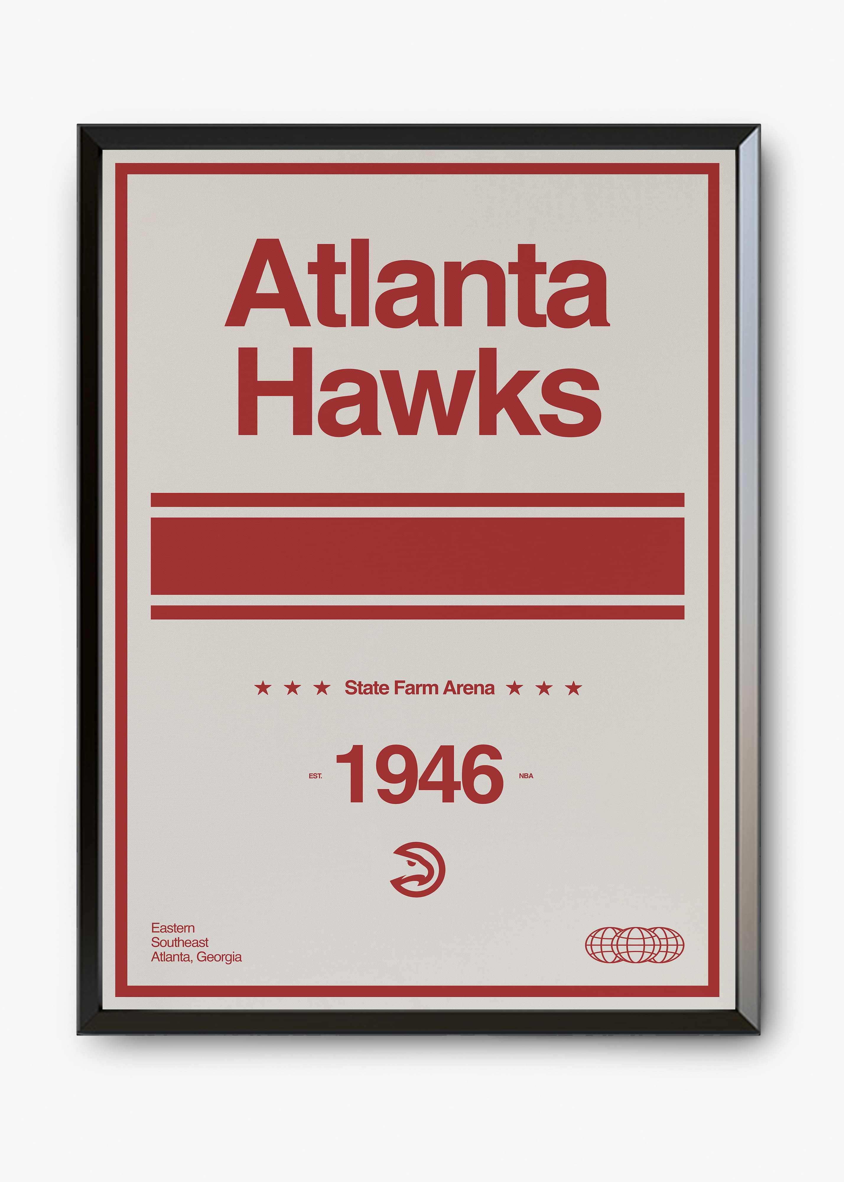 Quadro decorativo NBA Atlanta Hawks — arte de basquete para parede | Cübe Quadros