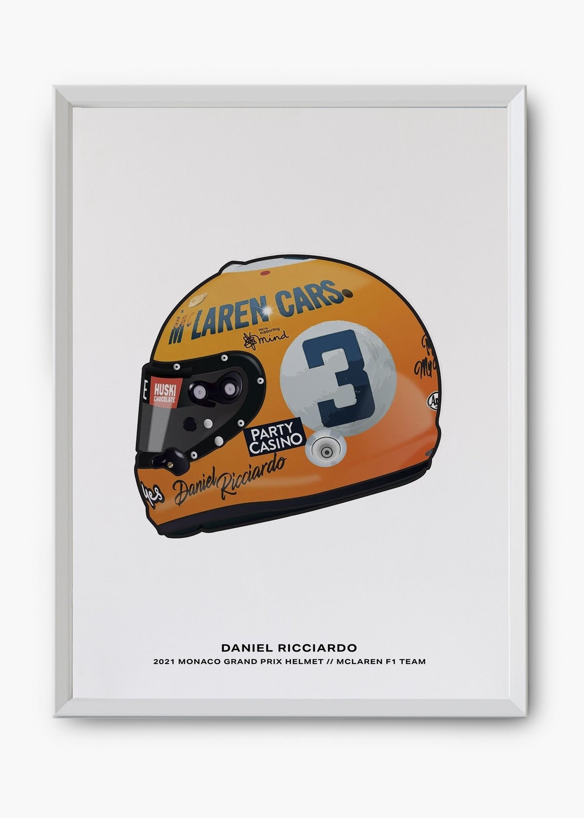 Quadro decorativo Daniel Ricciardo 2021 Mônaco Edition — arte de automobilismo para parede | Cübe Quadros