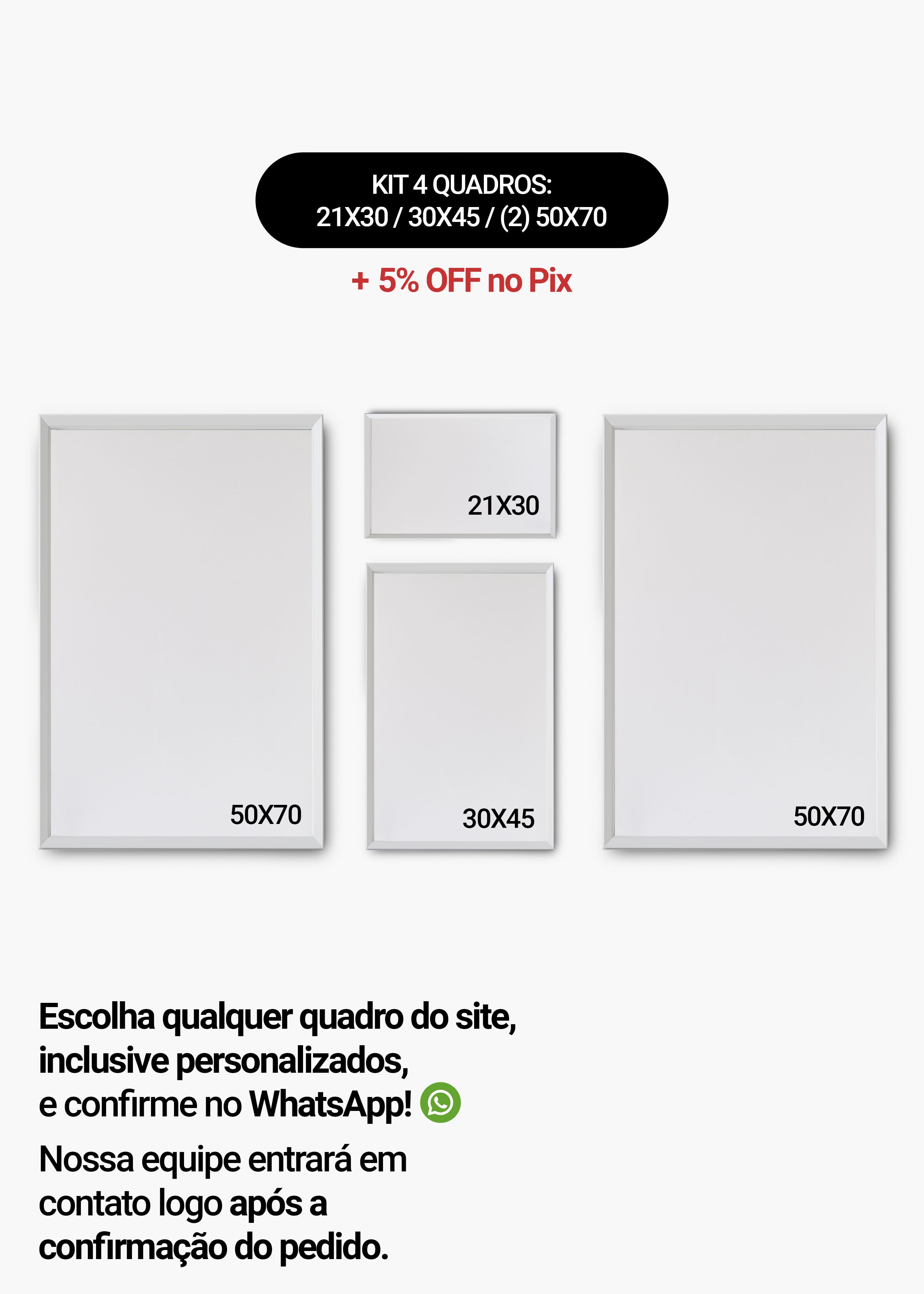 KIT 4 Quadros - Mix de Tamanhos (21x30 + 30x45 + 2un 50x70)