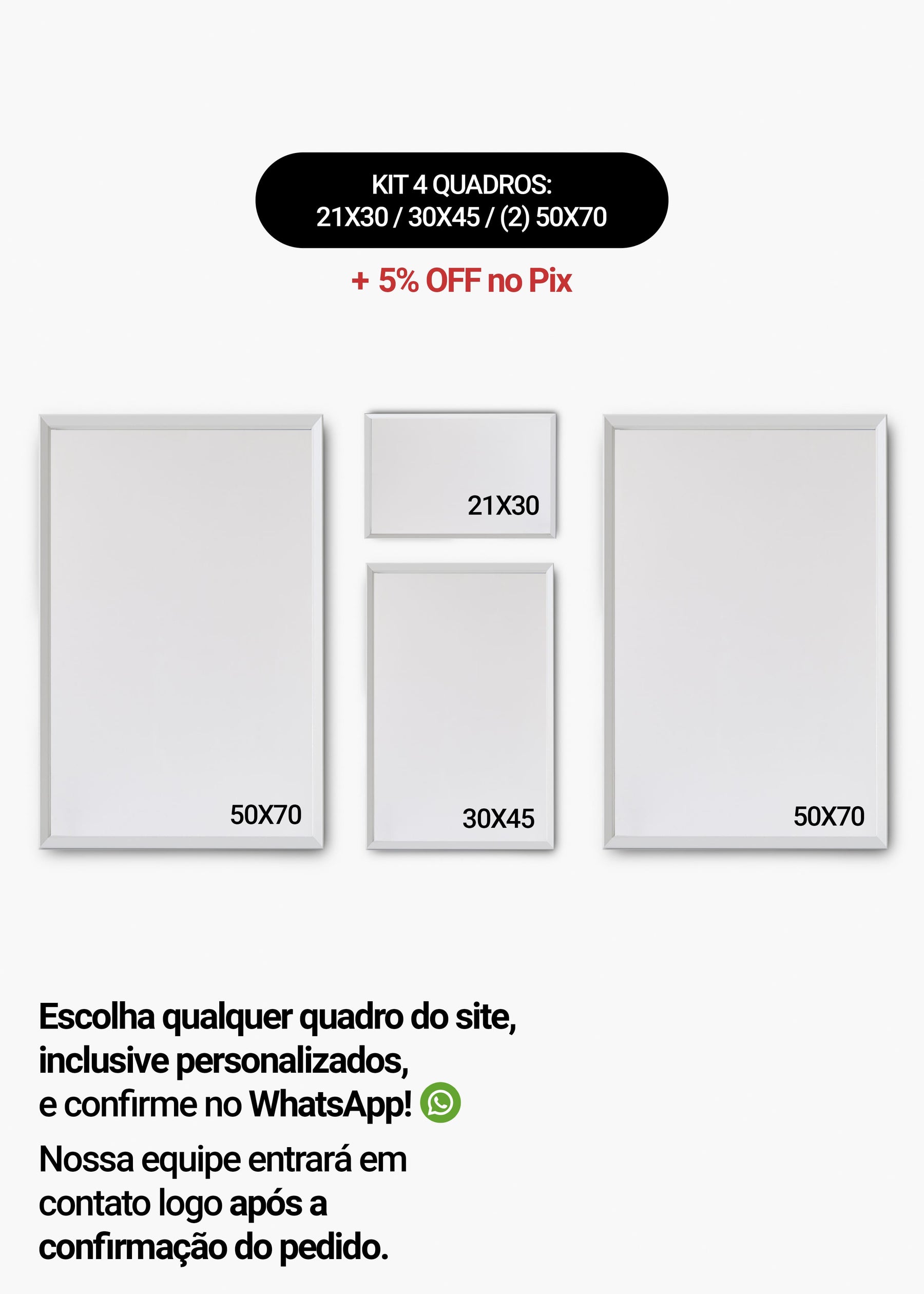 KIT 4 Quadros - Mix de Tamanhos (21x30 + 30x45 + 2un 50x70)