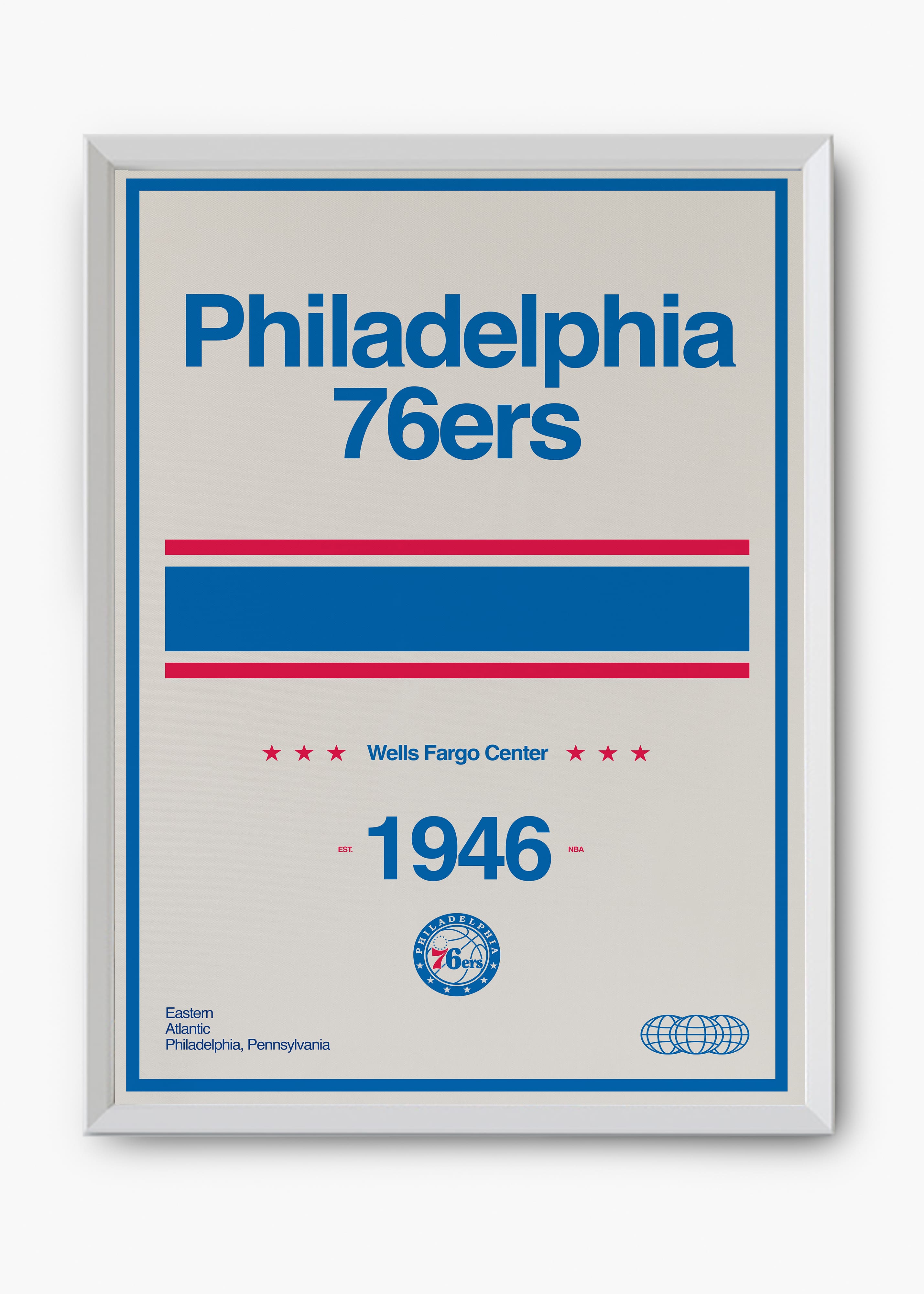 Quadro decorativo NBA Philadelphia 76ers — arte de basquete para parede | Cübe Quadros