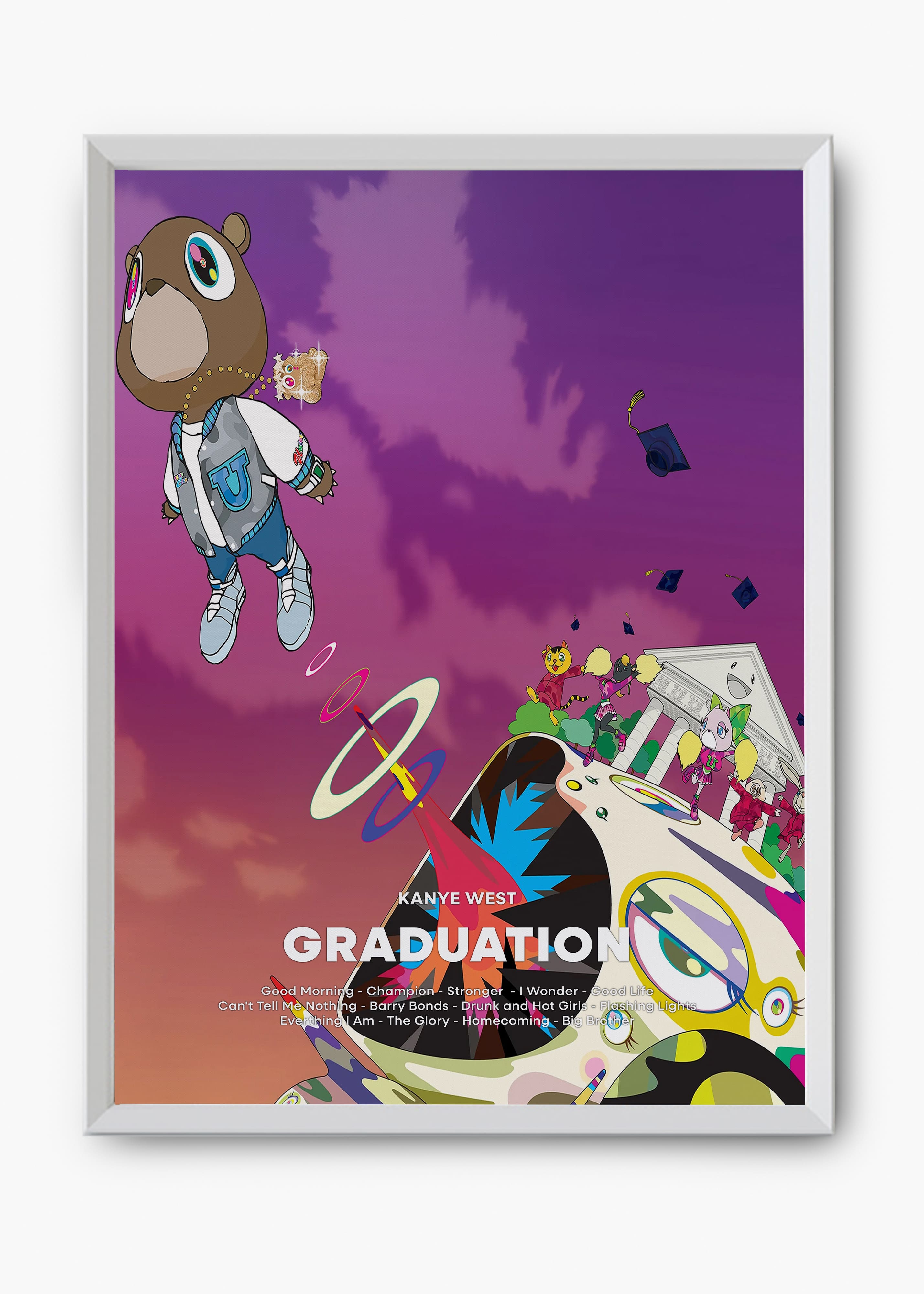Quadro decorativo Kanye West Graduation — arte de rap para parede | Cübe Quadros