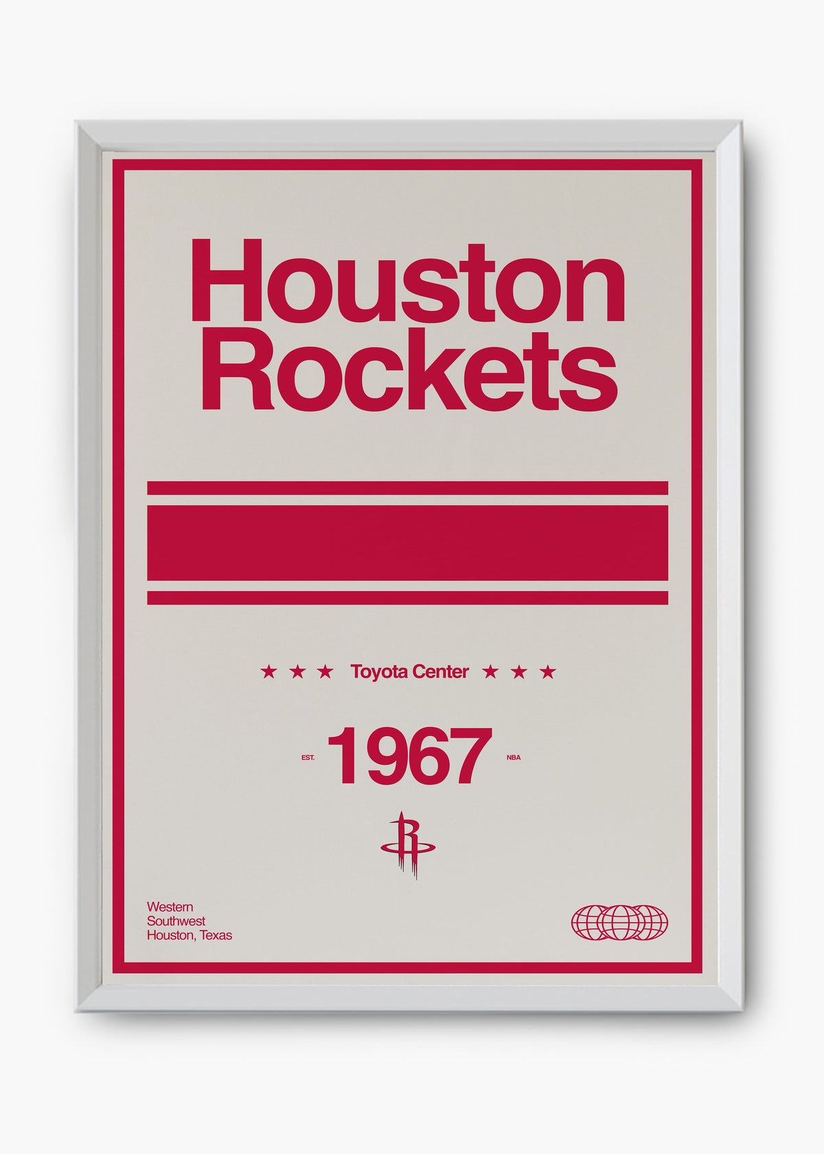 Quadro decorativo NBA Houston Rockets — arte de basquete para parede | Cübe Quadros