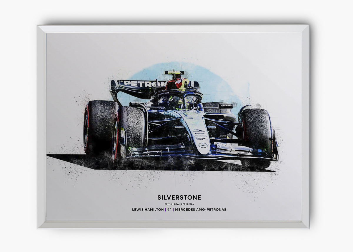 Quadro decorativo Lewis Hamilton Silverstone 2024 II — arte de automobilismo para parede | Cübe Quadros
