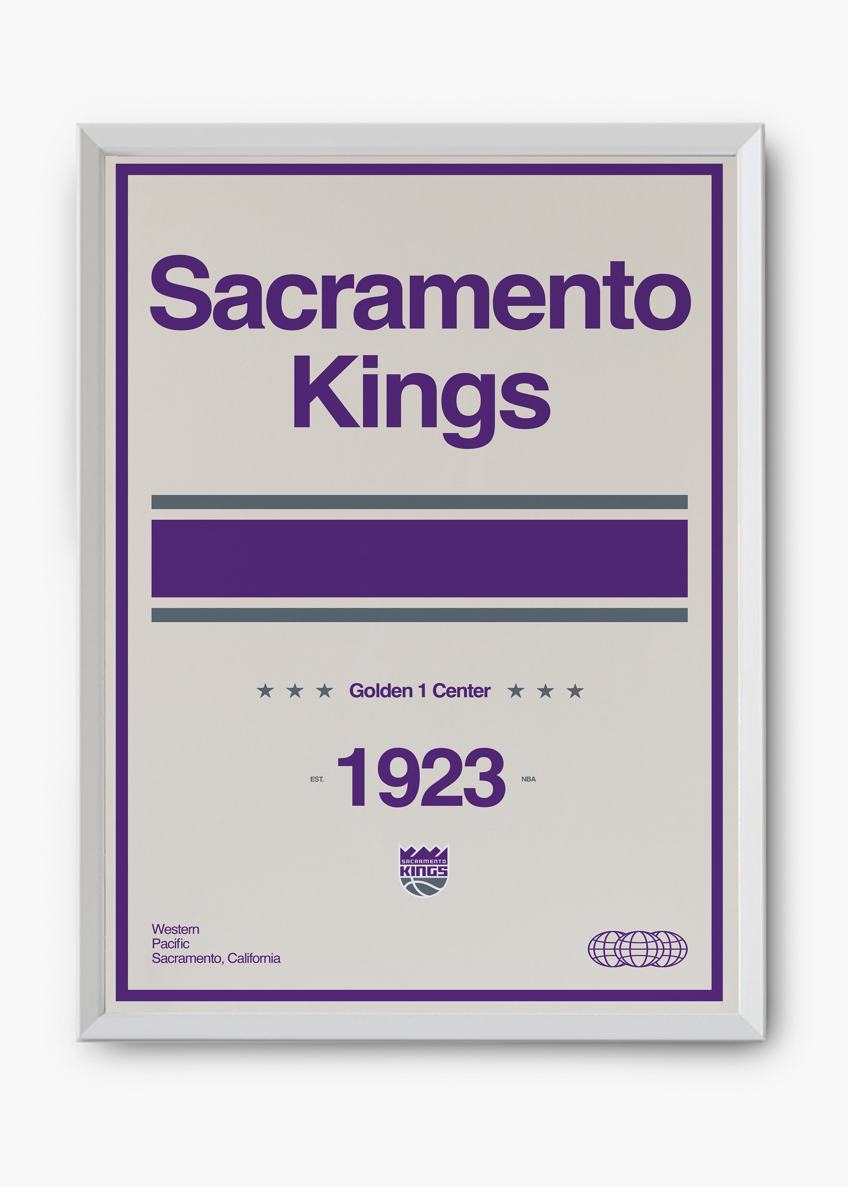 Quadro decorativo NBA Sacramento Kings — arte de basquete para parede | Cübe Quadros