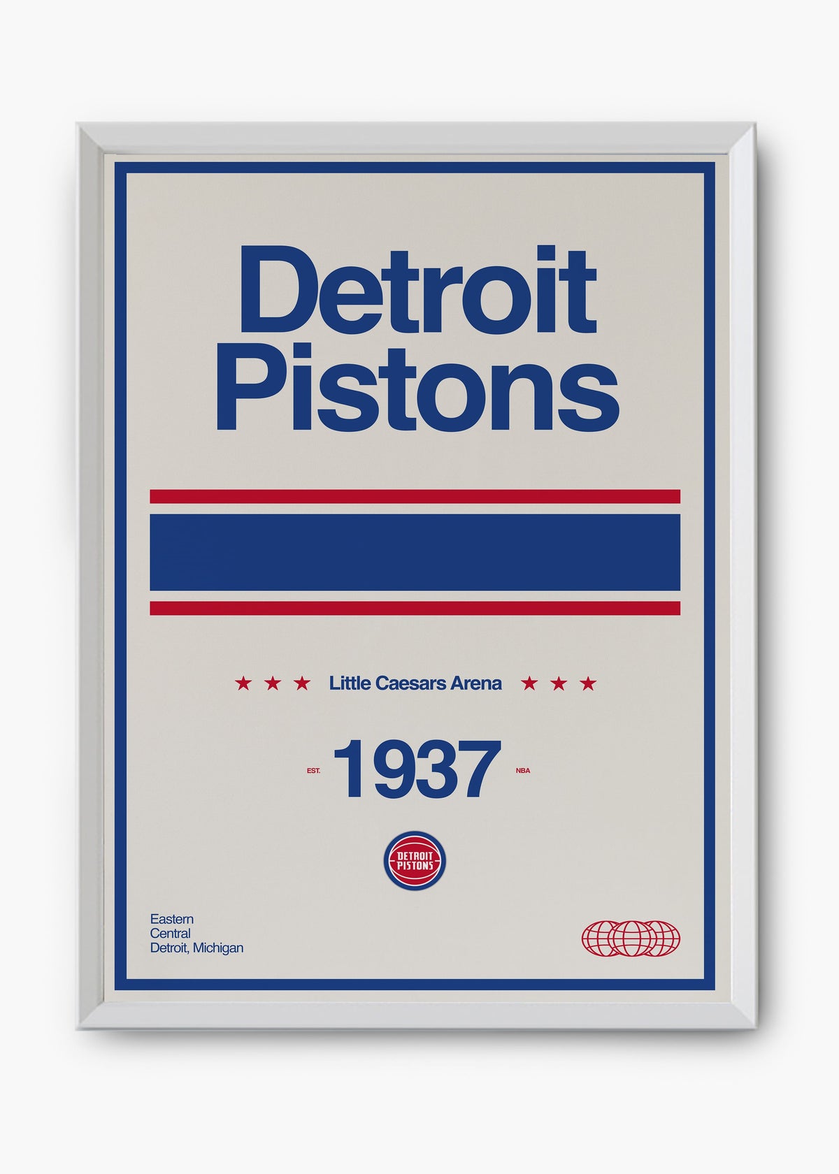 Quadro decorativo NBA Detroit Pistons — arte de basquete para parede | Cübe Quadros