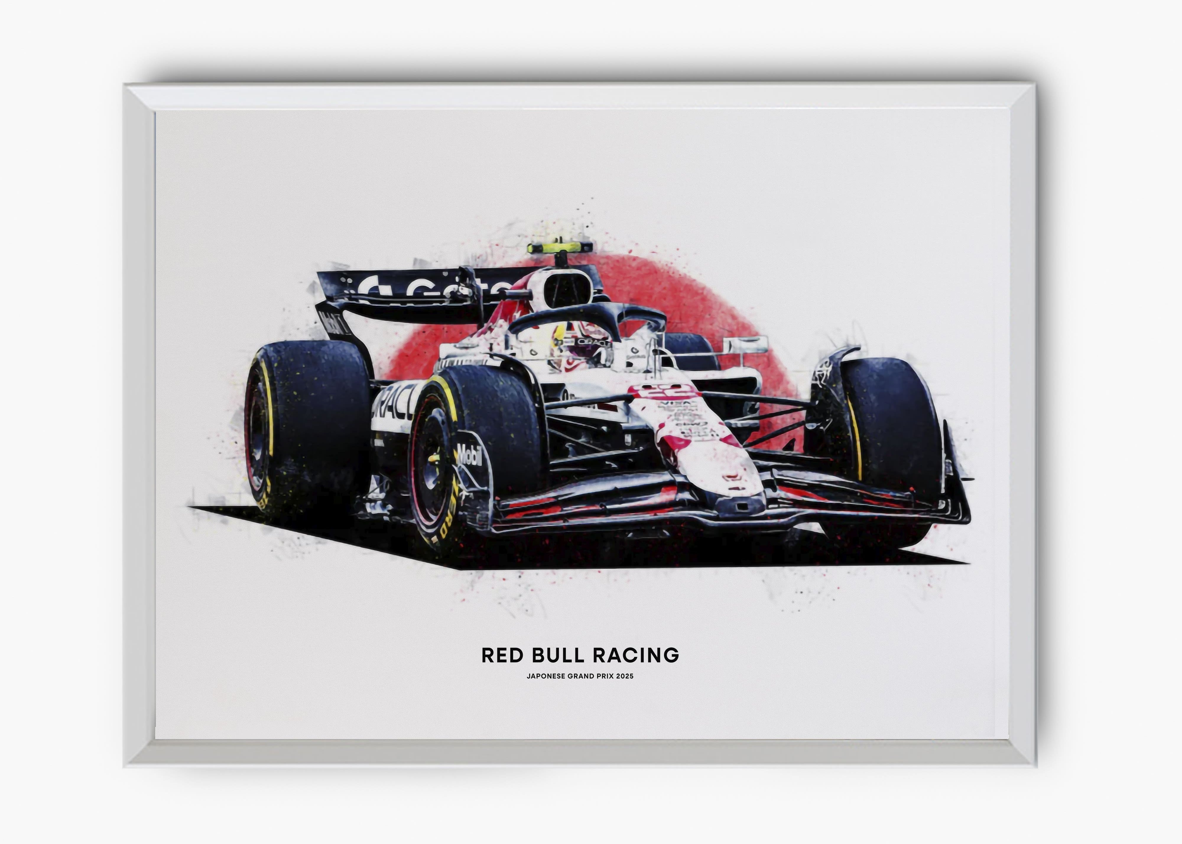 Quadro decorativo Red Bull Racing Japão 2025 — arte de automobilismo para parede | Cübe Quadros