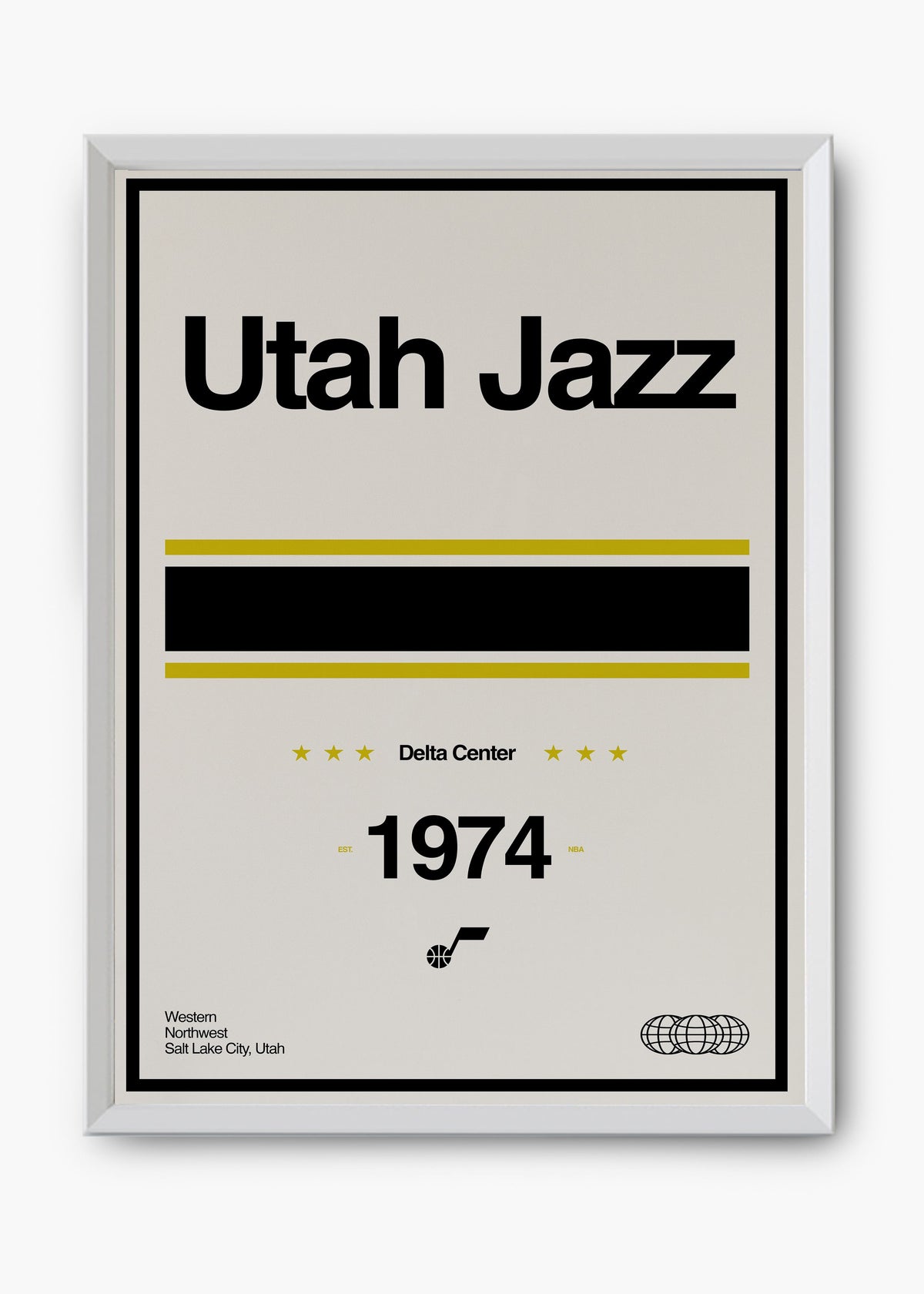 Quadro decorativo NBA Utah Jazz — arte de basquete para parede | Cübe Quadros
