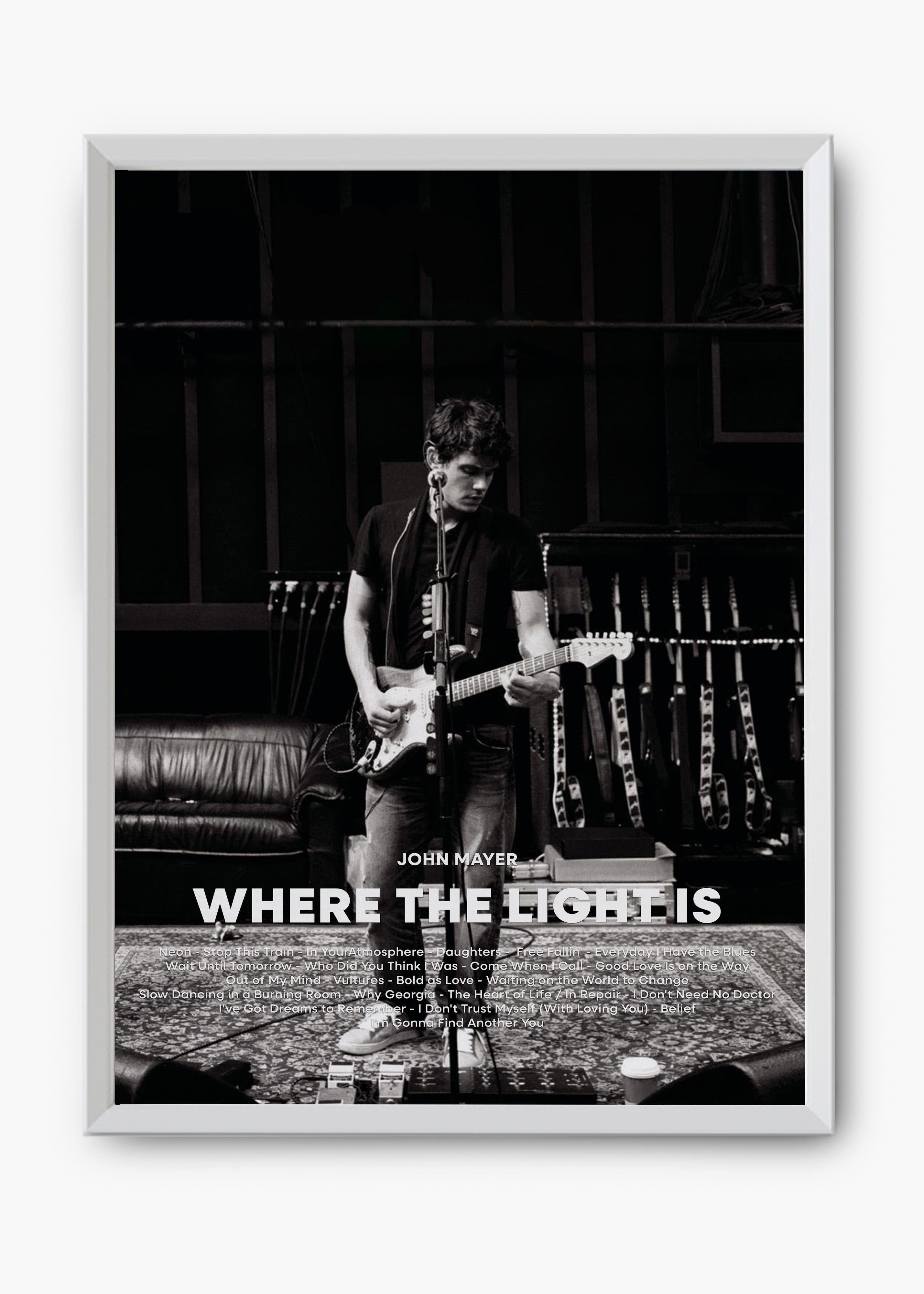 Quadro decorativo John Mayer Where The Light Is — arte musical para parede | Cübe Quadros