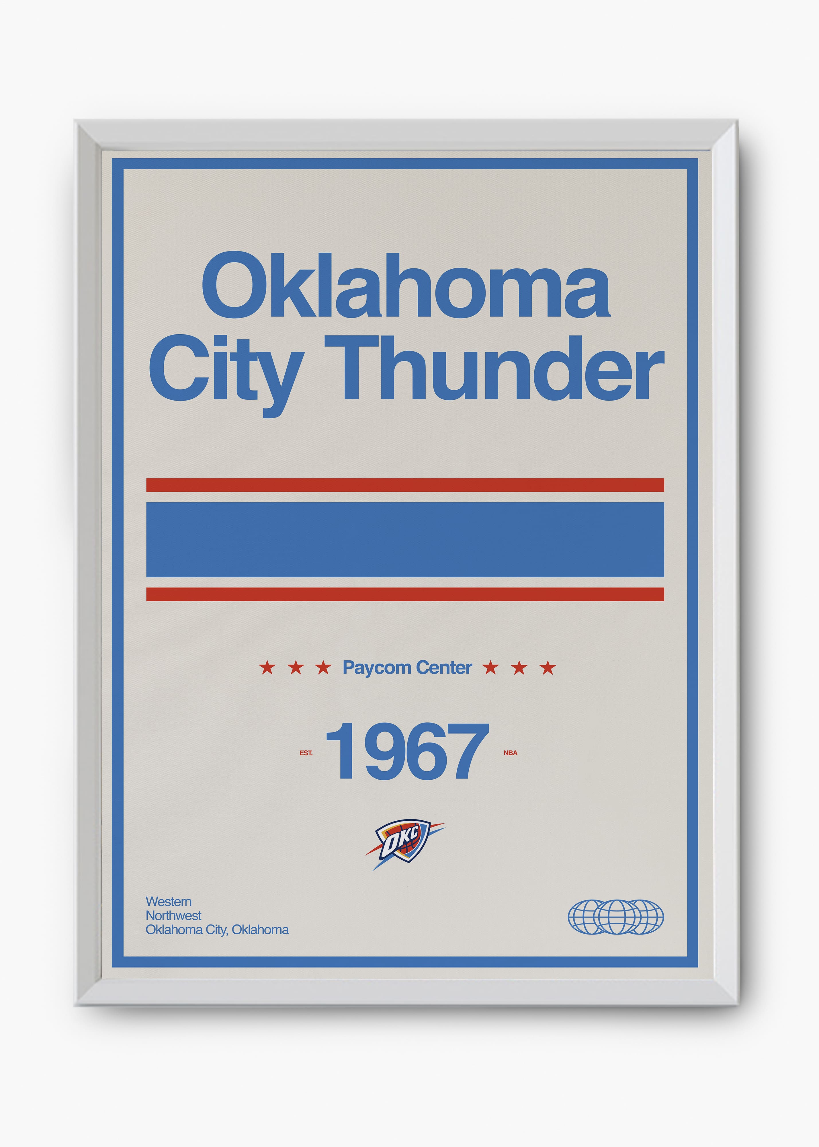 Quadro decorativo NBA Oklahoma City Thunder — arte de basquete para parede | Cübe Quadros