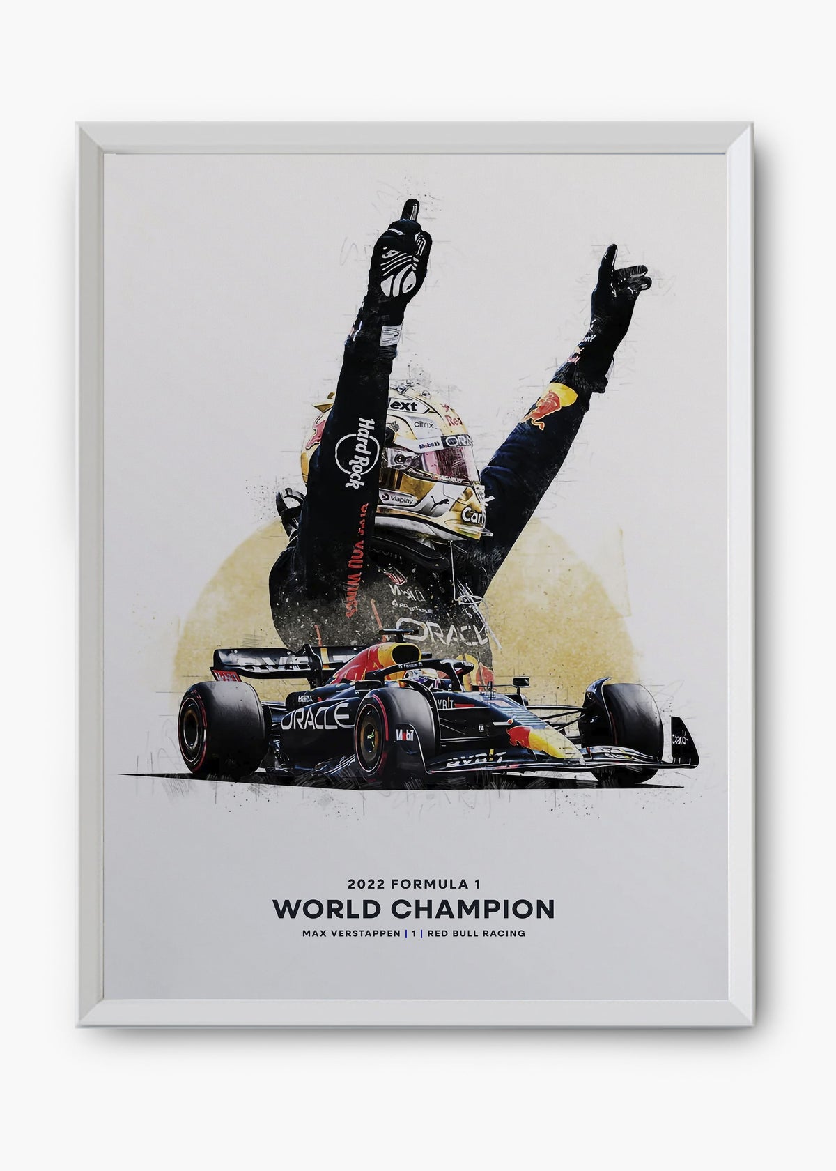 Quadro decorativo Max Verstappen World Champions — arte de automobilismo para parede | Cübe Quadros