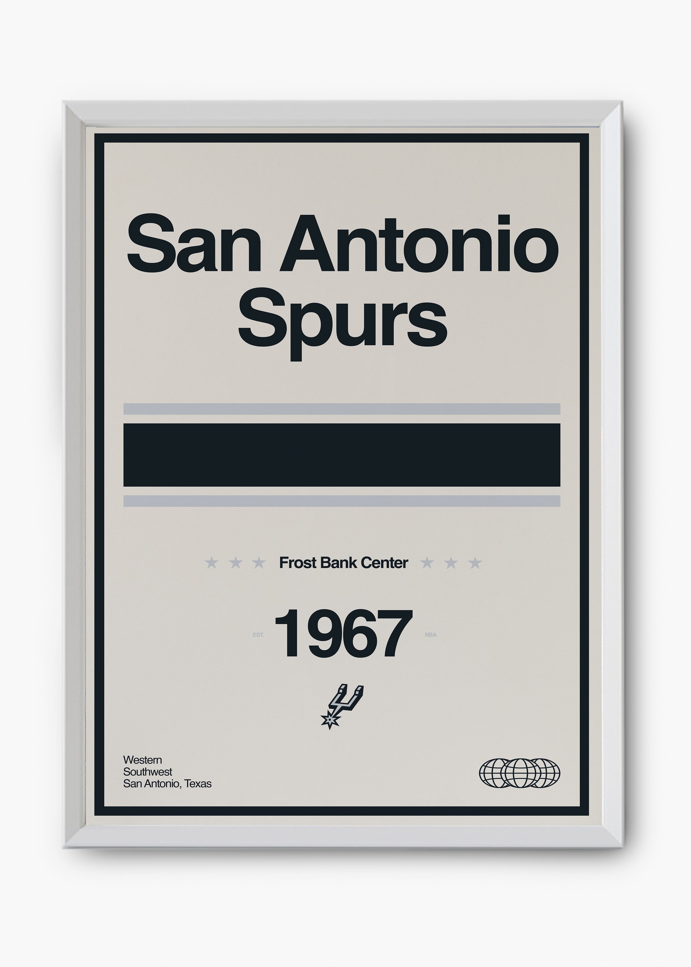 Quadro decorativo NBA San Antonio Spurs — arte de basquete para parede | Cübe Quadros