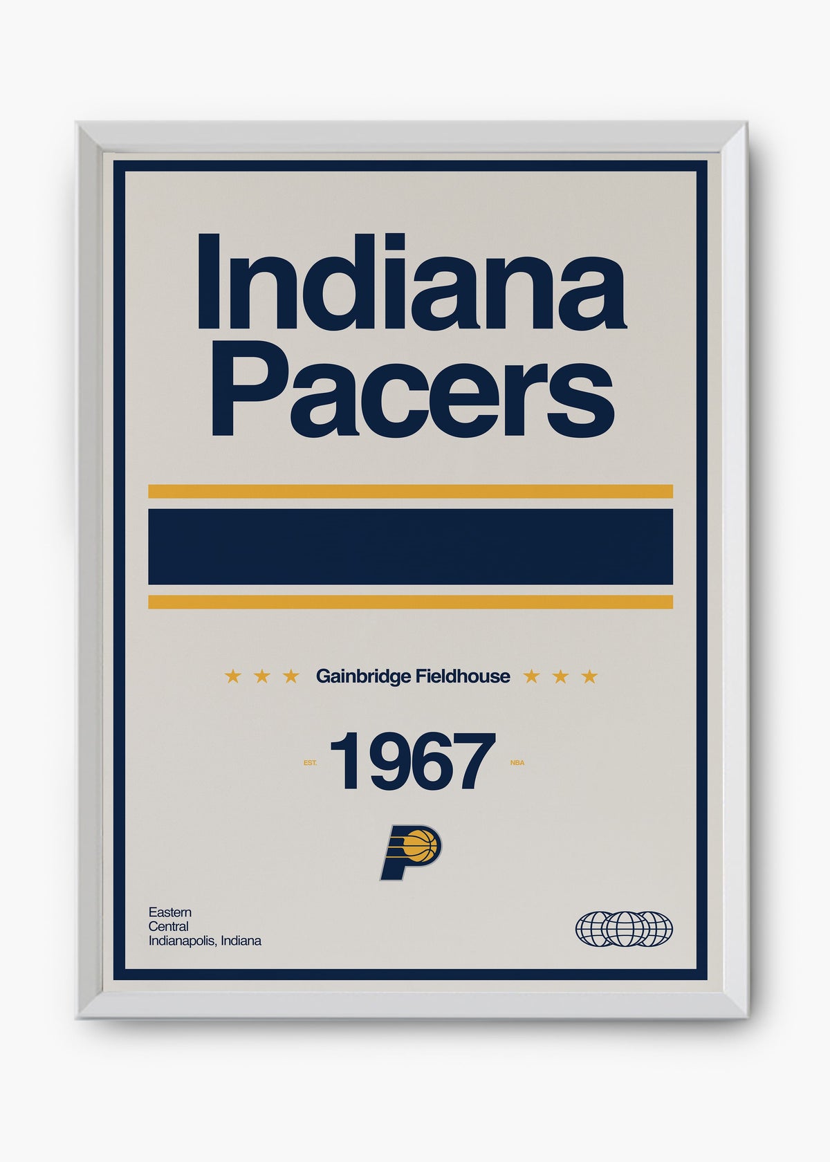 Quadro decorativo NBA Indiana Pacers — arte de basquete para parede | Cübe Quadros