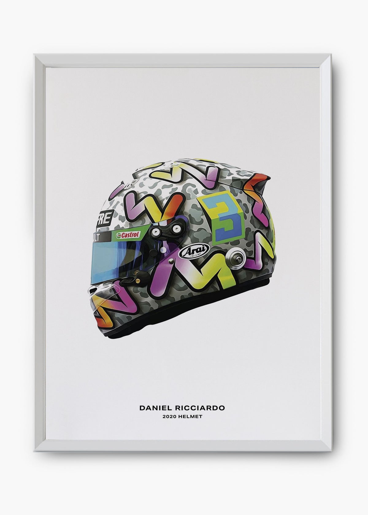 Quadro decorativo Daniel Ricciardo 2020 — arte de automobilismo para parede | Cübe Quadros