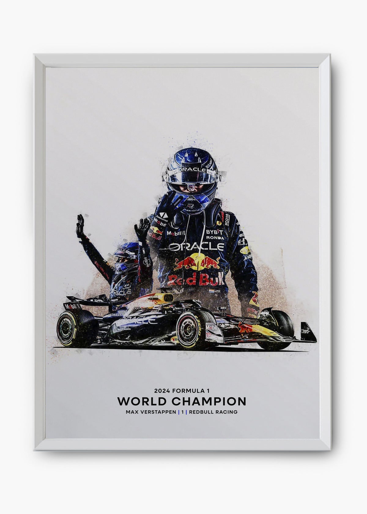 Quadro decorativo Max Verstappen World Champion 2024 — arte de automobilismo para parede | Cübe Quadros
