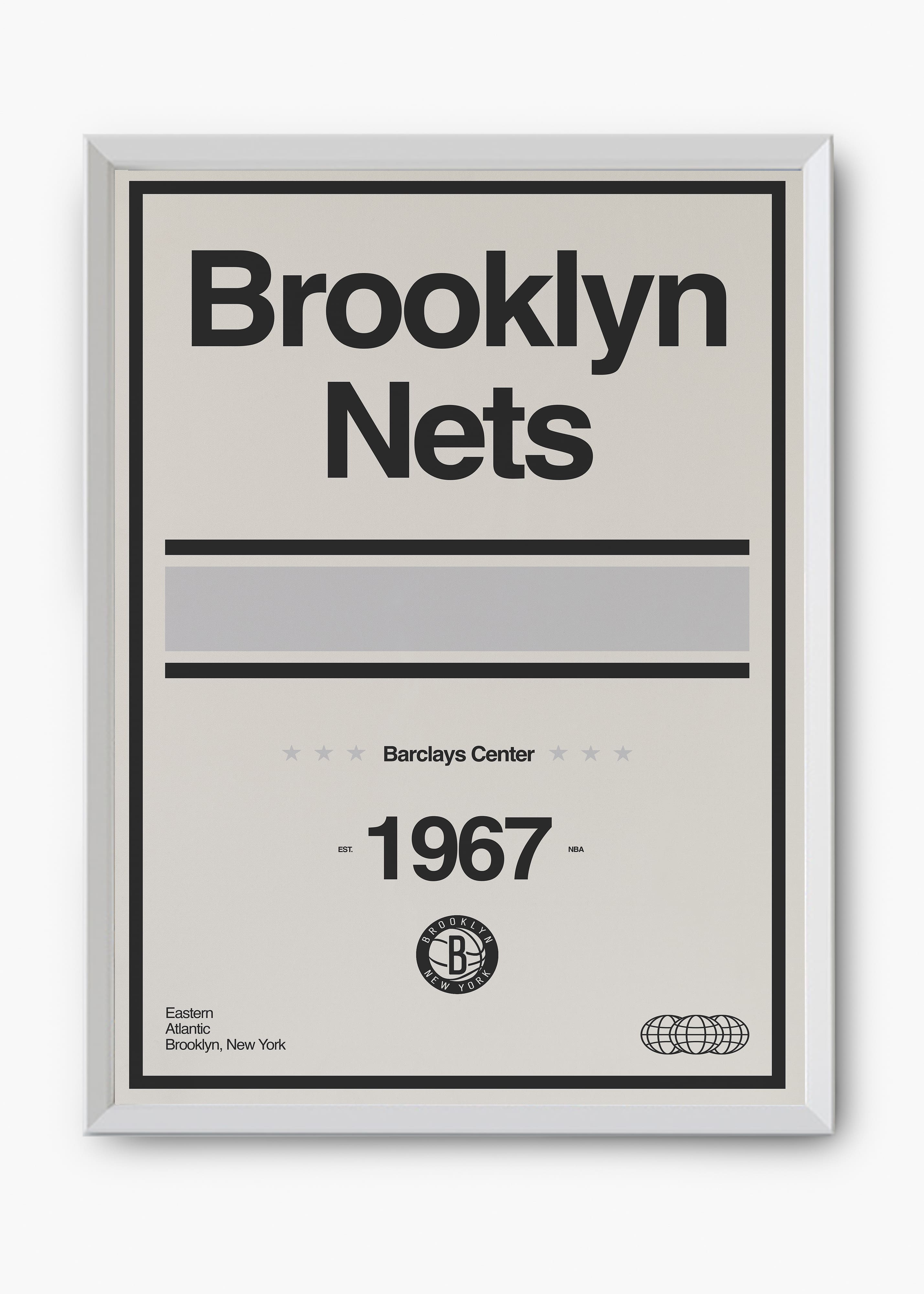 Quadro decorativo NBA Brooklyn Nets — arte de basquete para parede | Cübe Quadros