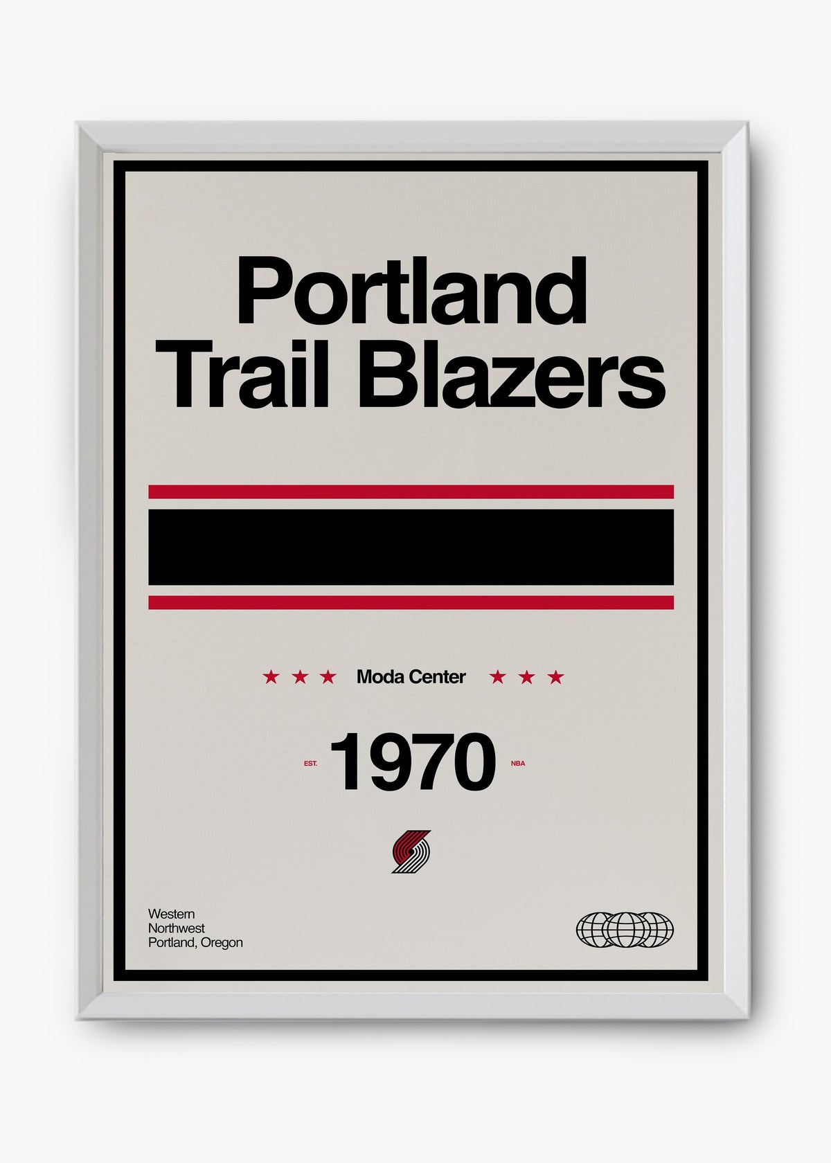 Quadro decorativo NBA Portland Trail Blazers — arte de basquete para parede | Cübe Quadros
