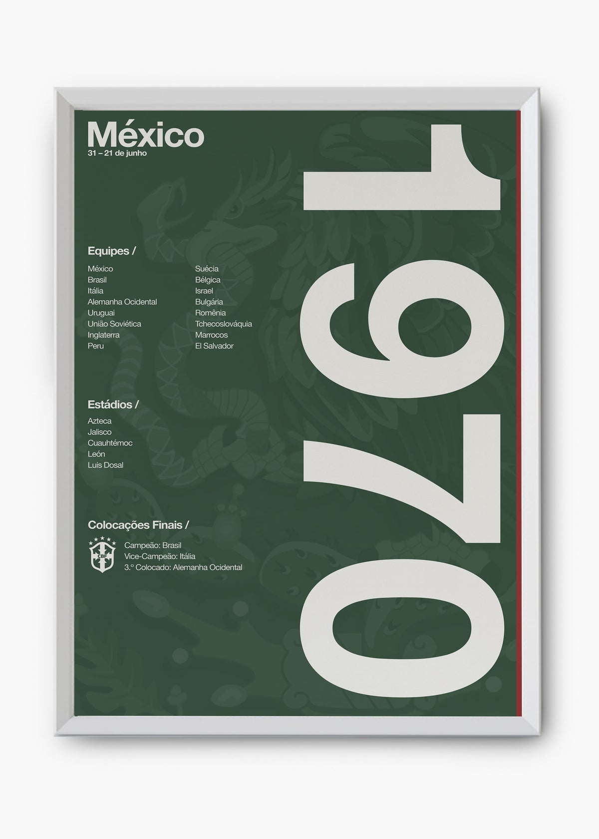 Quadro Copa do Mundo México 1970