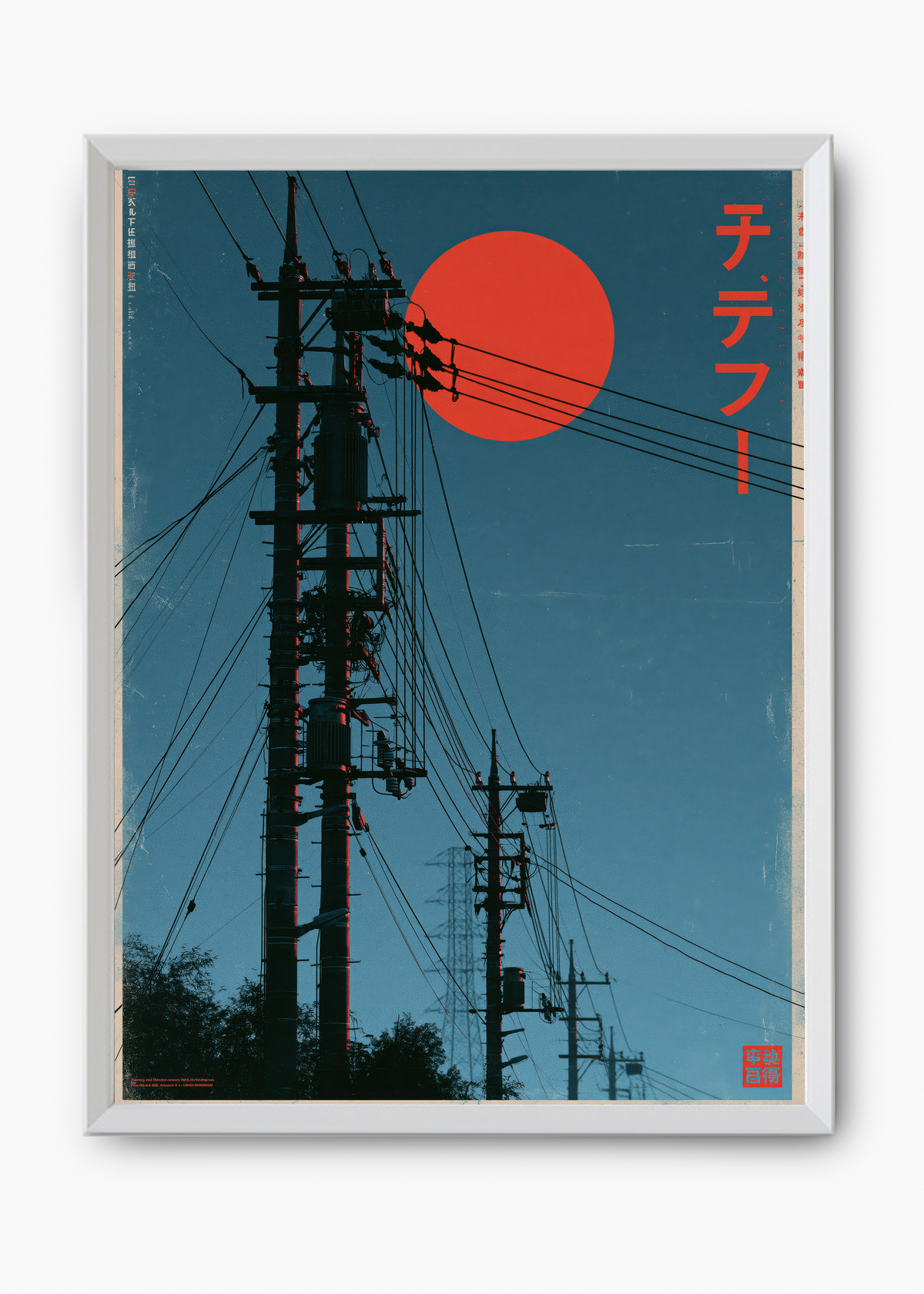 Quadro Japonês Red Sun Wires - 8