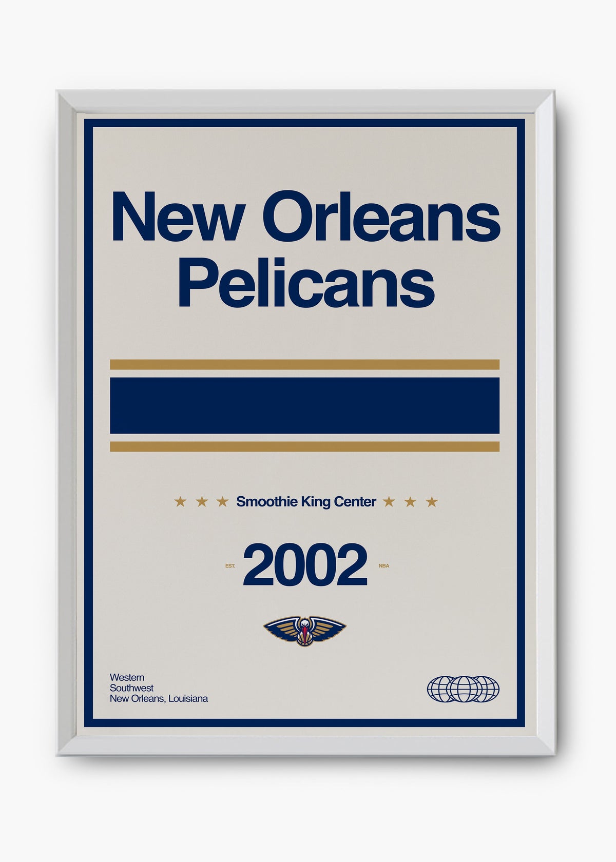 Quadro decorativo NBA New Orleans Pelicans — arte de basquete para parede | Cübe Quadros
