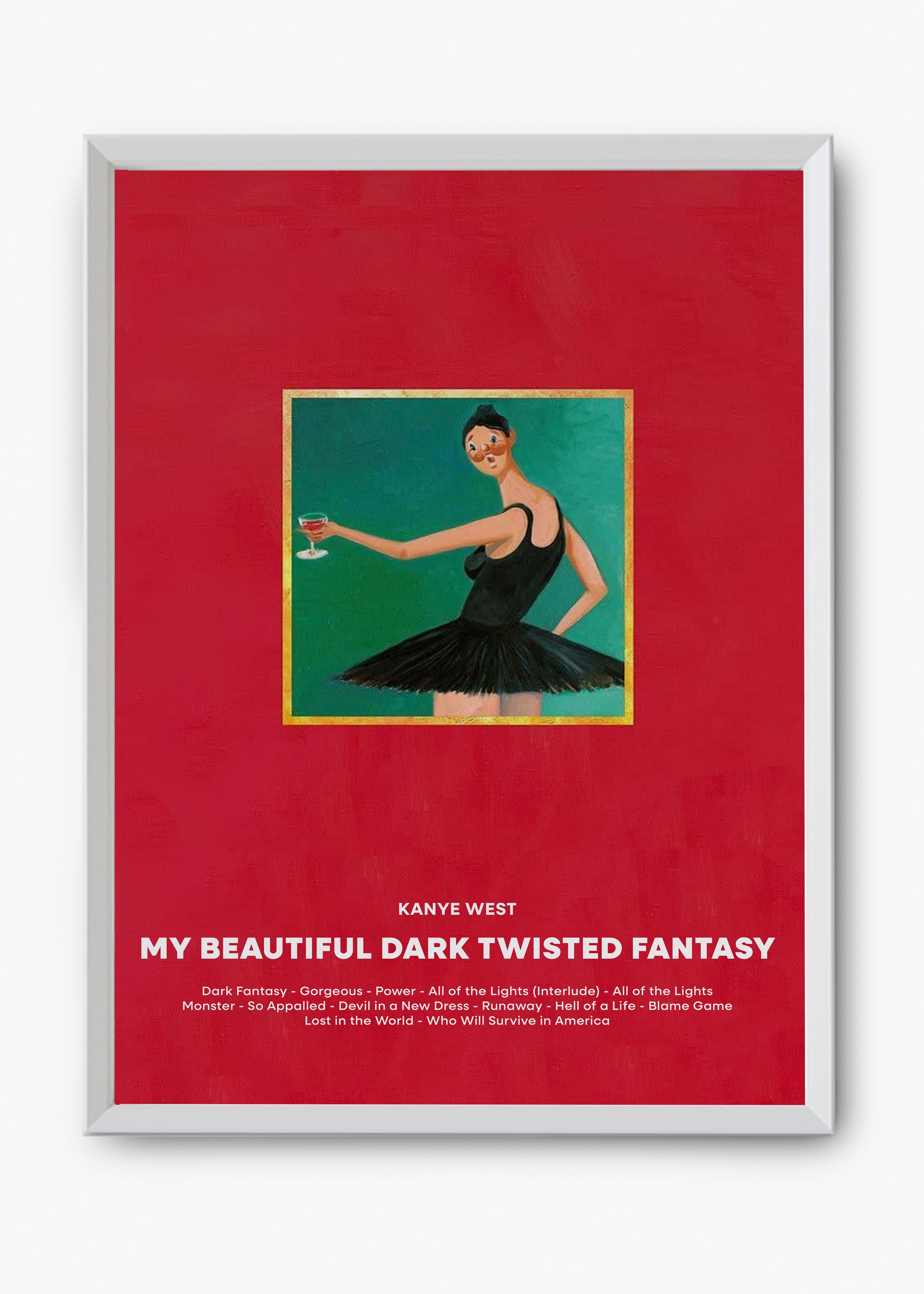 Quadro decorativo Kanye West My Beautiful Dark Twisted Fantasy — arte de rap para parede | Cübe Quadros