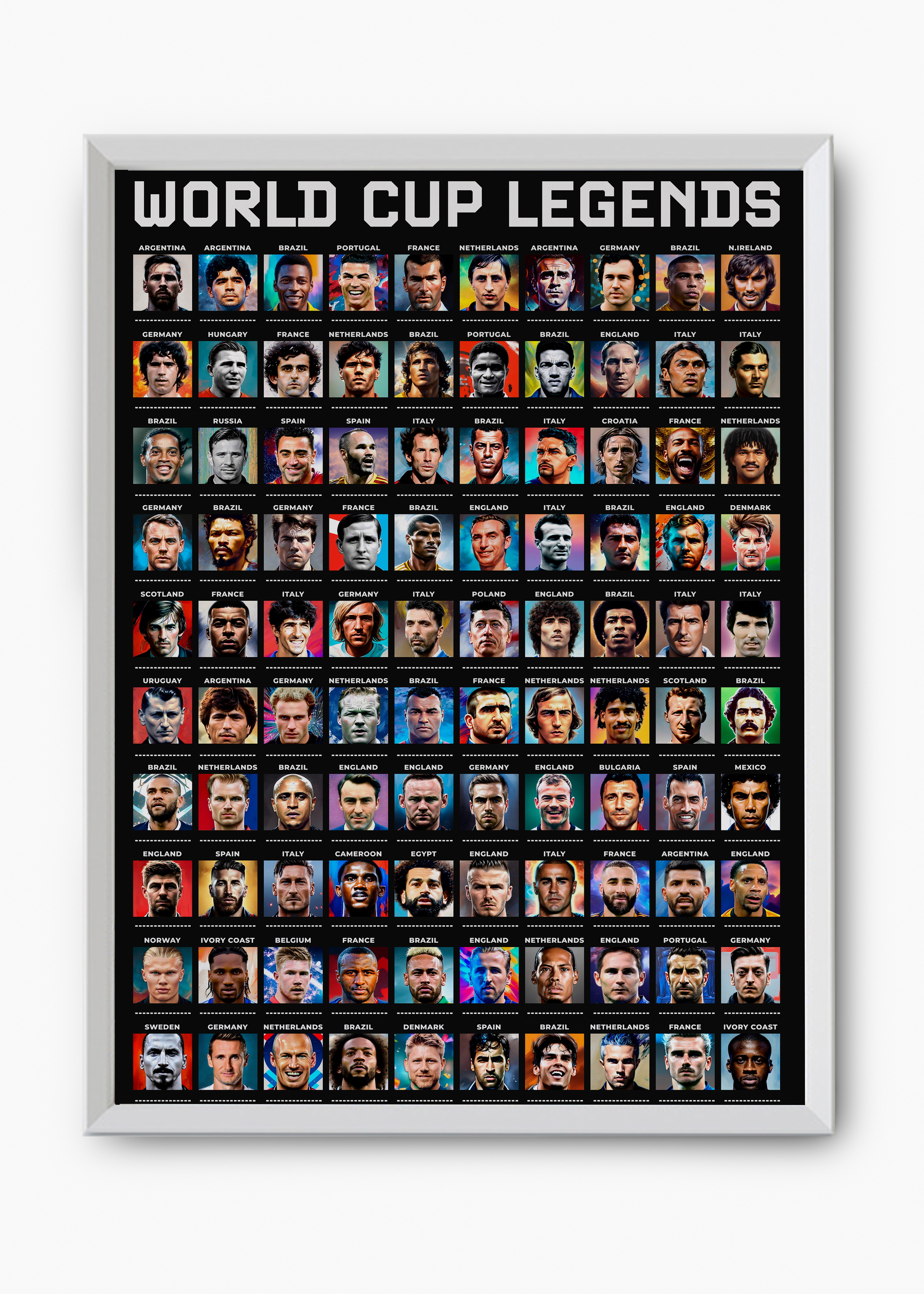 Quadro Jogadores Copa do Mundo Preto - 8