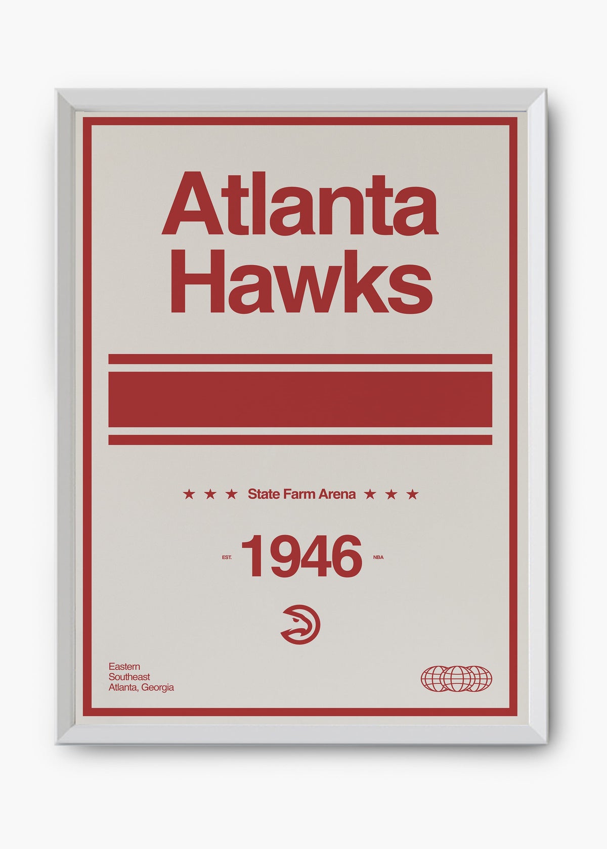 Quadro decorativo NBA Atlanta Hawks — arte de basquete para parede | Cübe Quadros