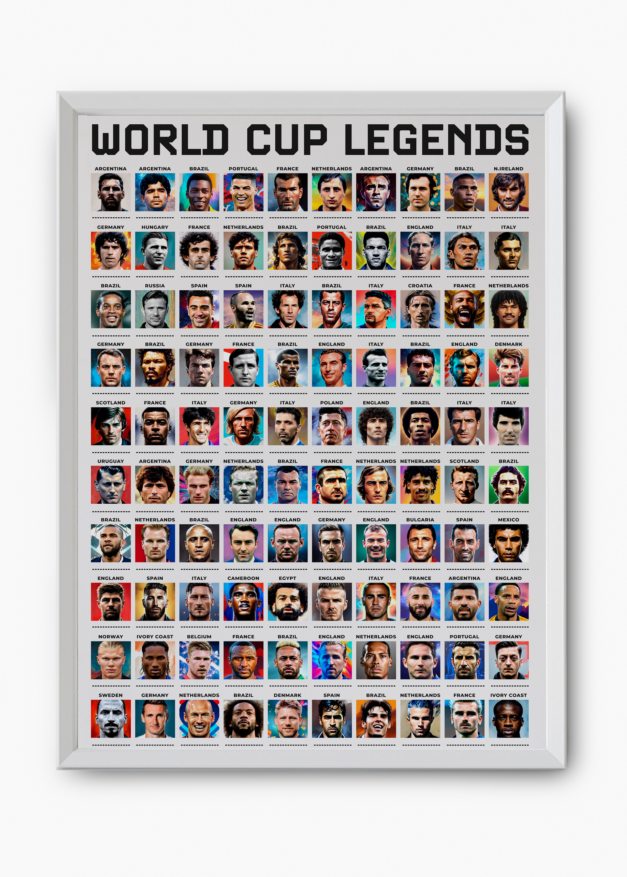 Quadro Jogadores Copa do Mundo Branco - 8