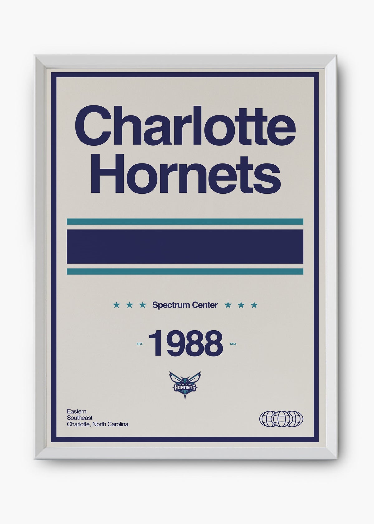 Quadro decorativo NBA Charlotte Hornets — arte de basquete para parede | Cübe Quadros
