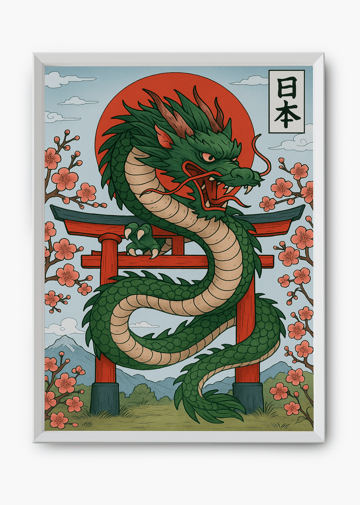 Quadro Japonês Green Dragon