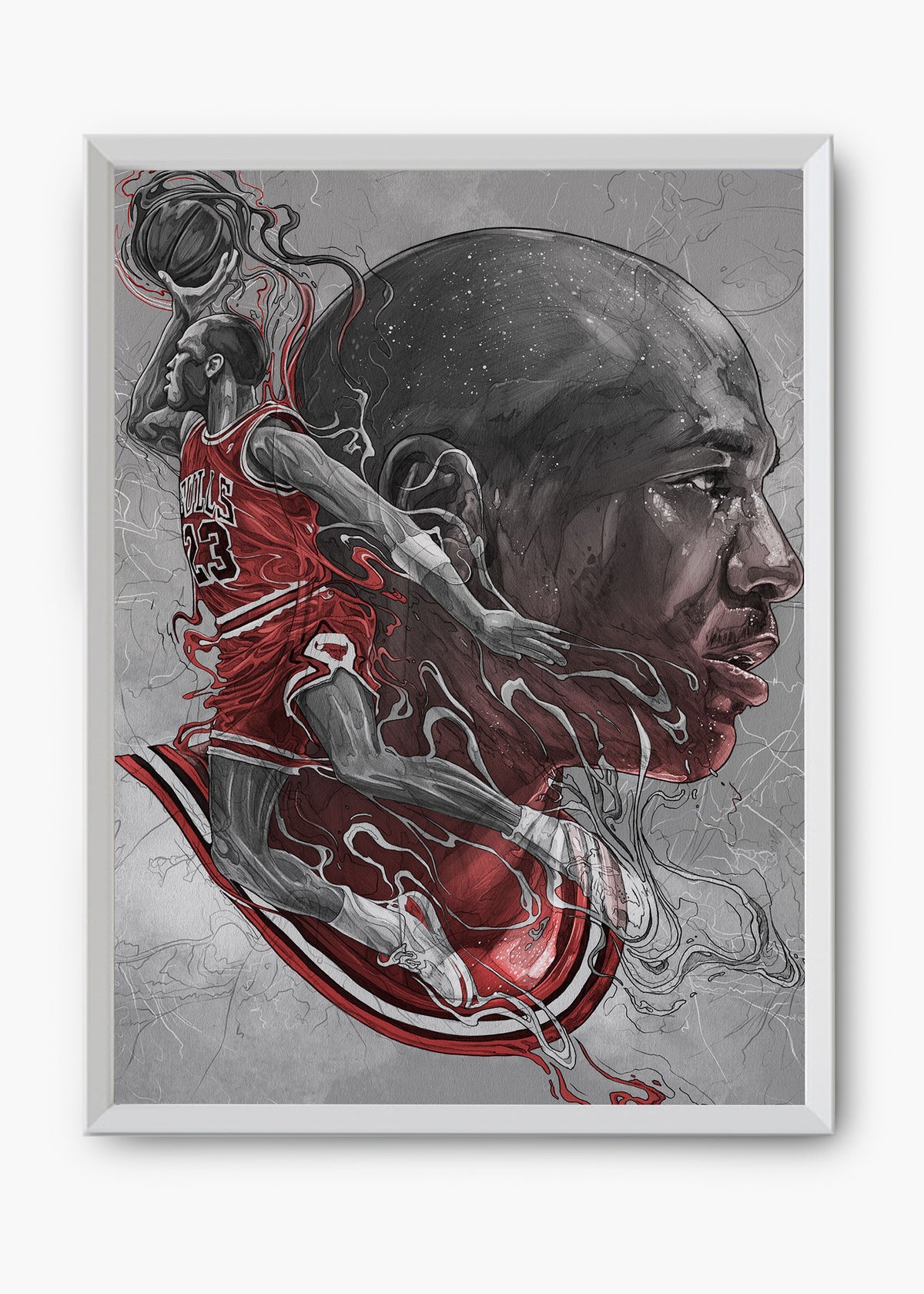 Quadro decorativo Michael Jordan II — arte de basquete para parede | Cübe Quadros