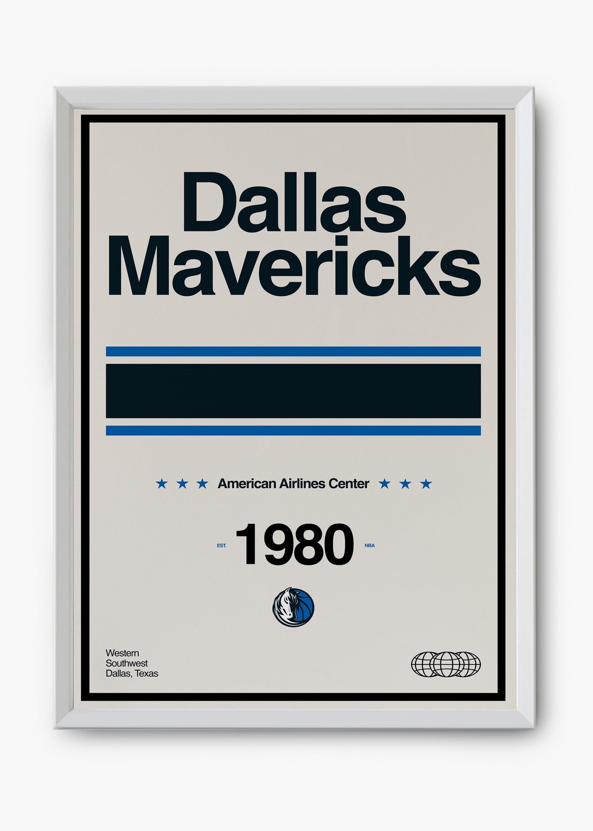Quadro decorativo NBA Dallas Mavericks — arte de basquete para parede | Cübe Quadros