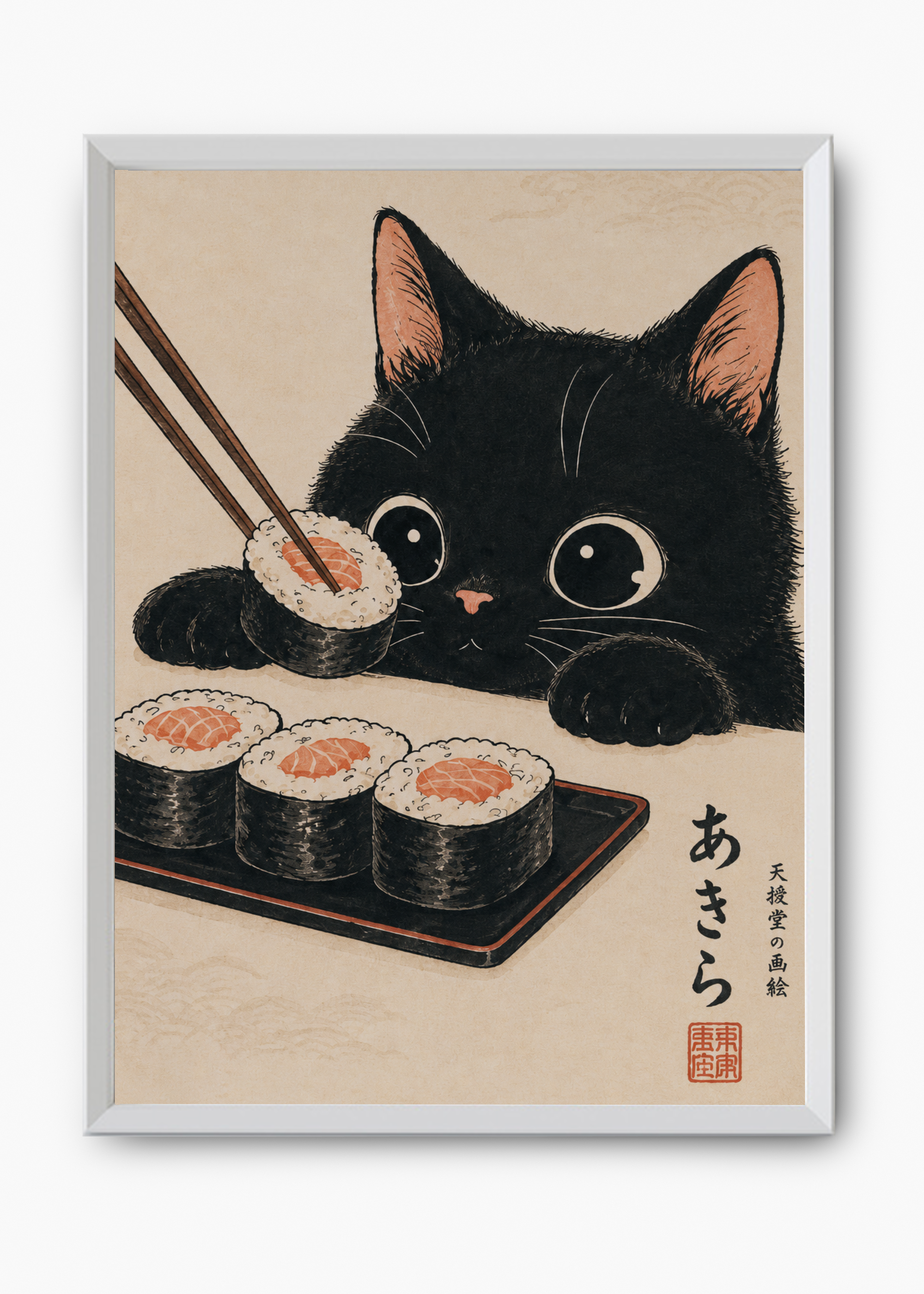 Quadro Japonês Neko Sushi - 8