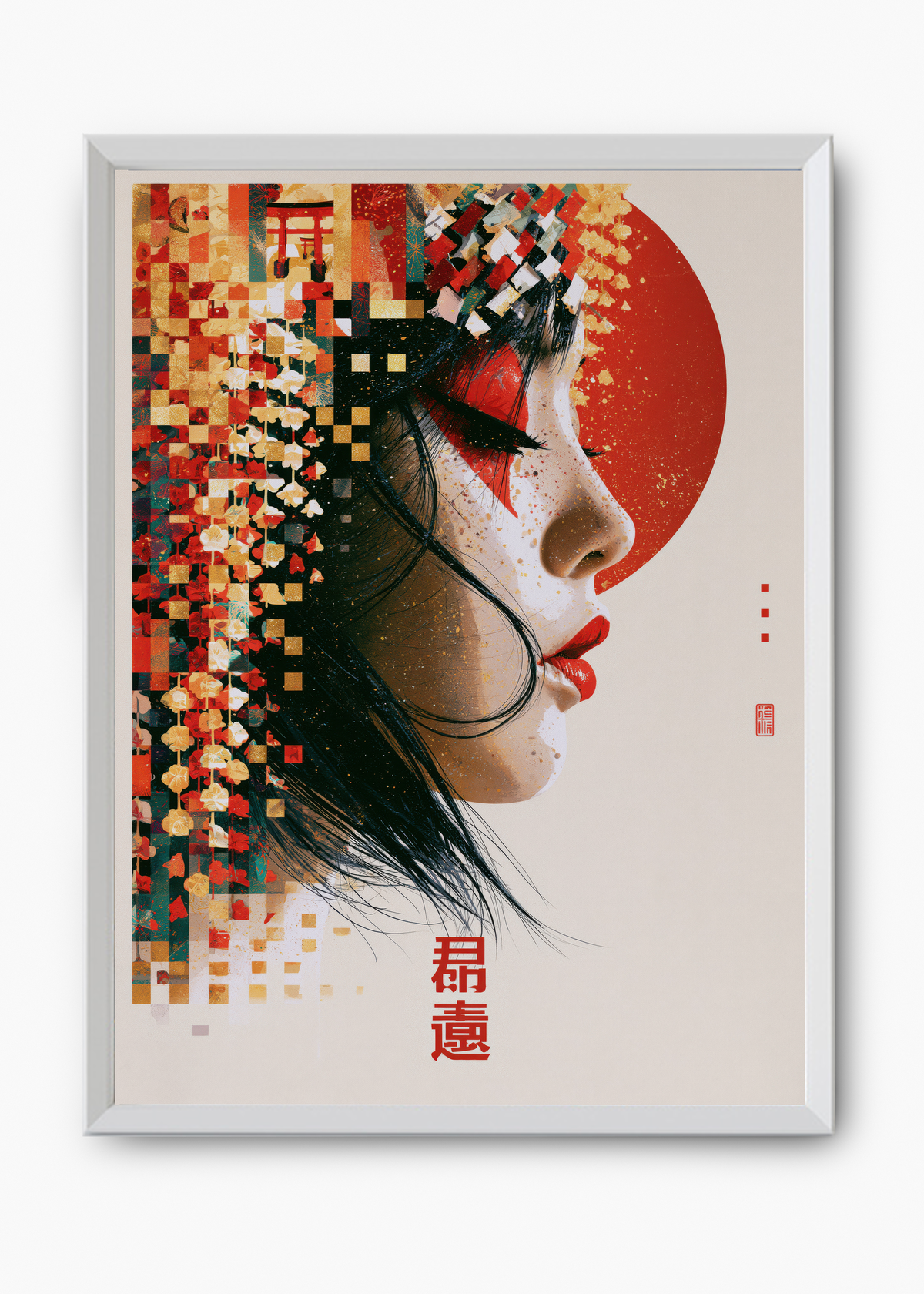 Quadro Japonês Glitch Geisha - 8