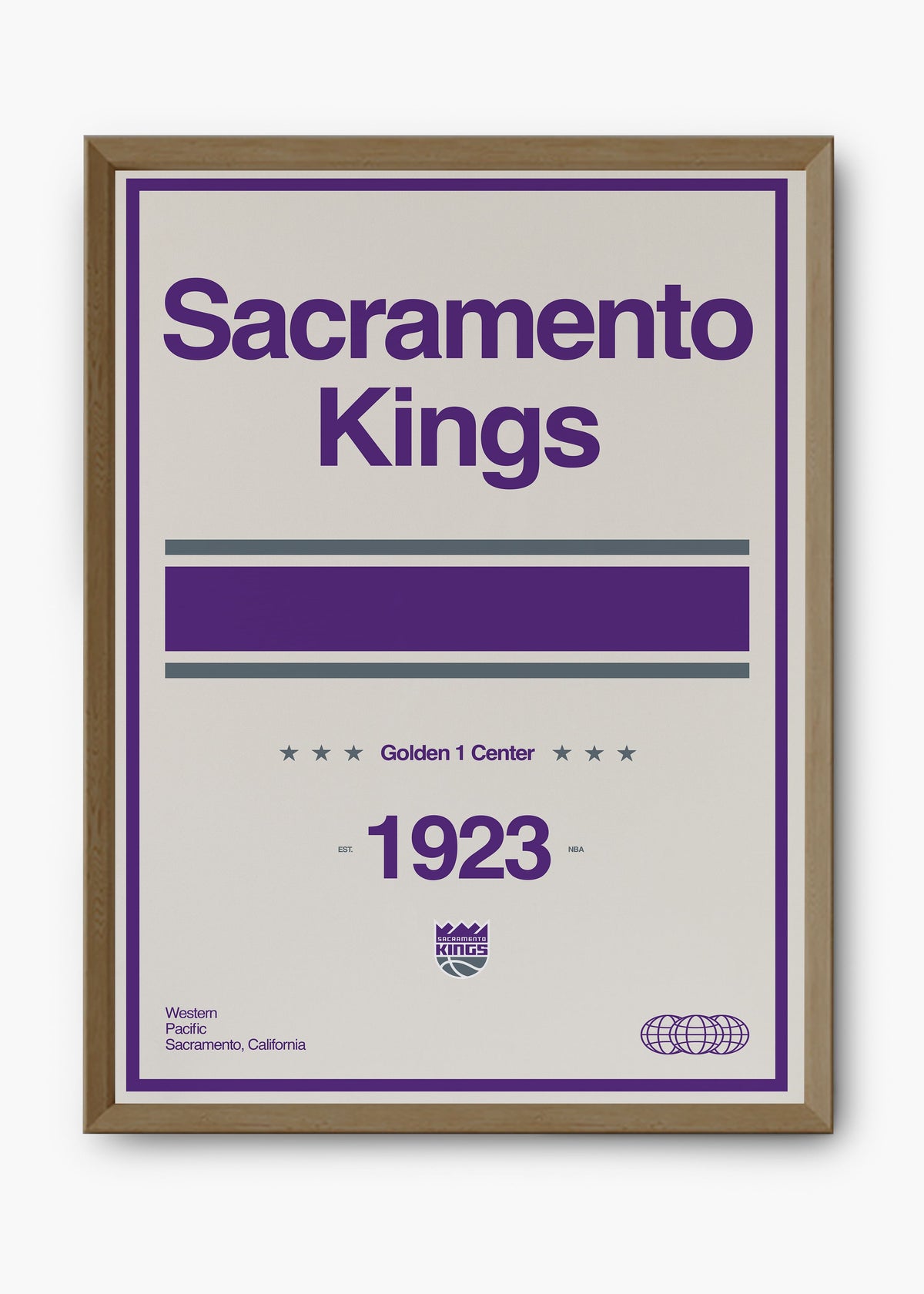 Quadro decorativo NBA Sacramento Kings — arte de basquete para parede | Cübe Quadros