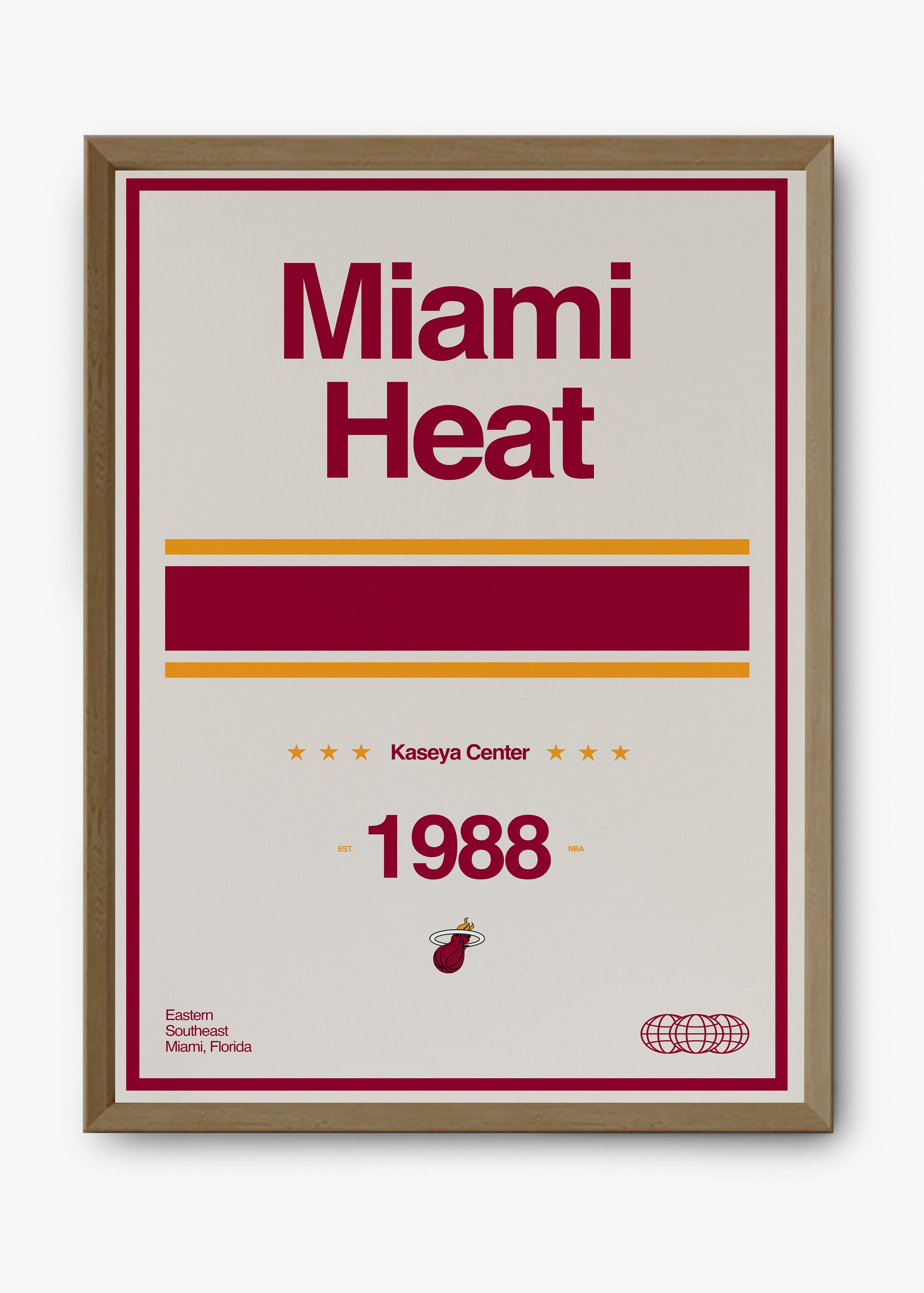 Quadro decorativo NBA Miami Heat — arte de basquete para parede | Cübe Quadros