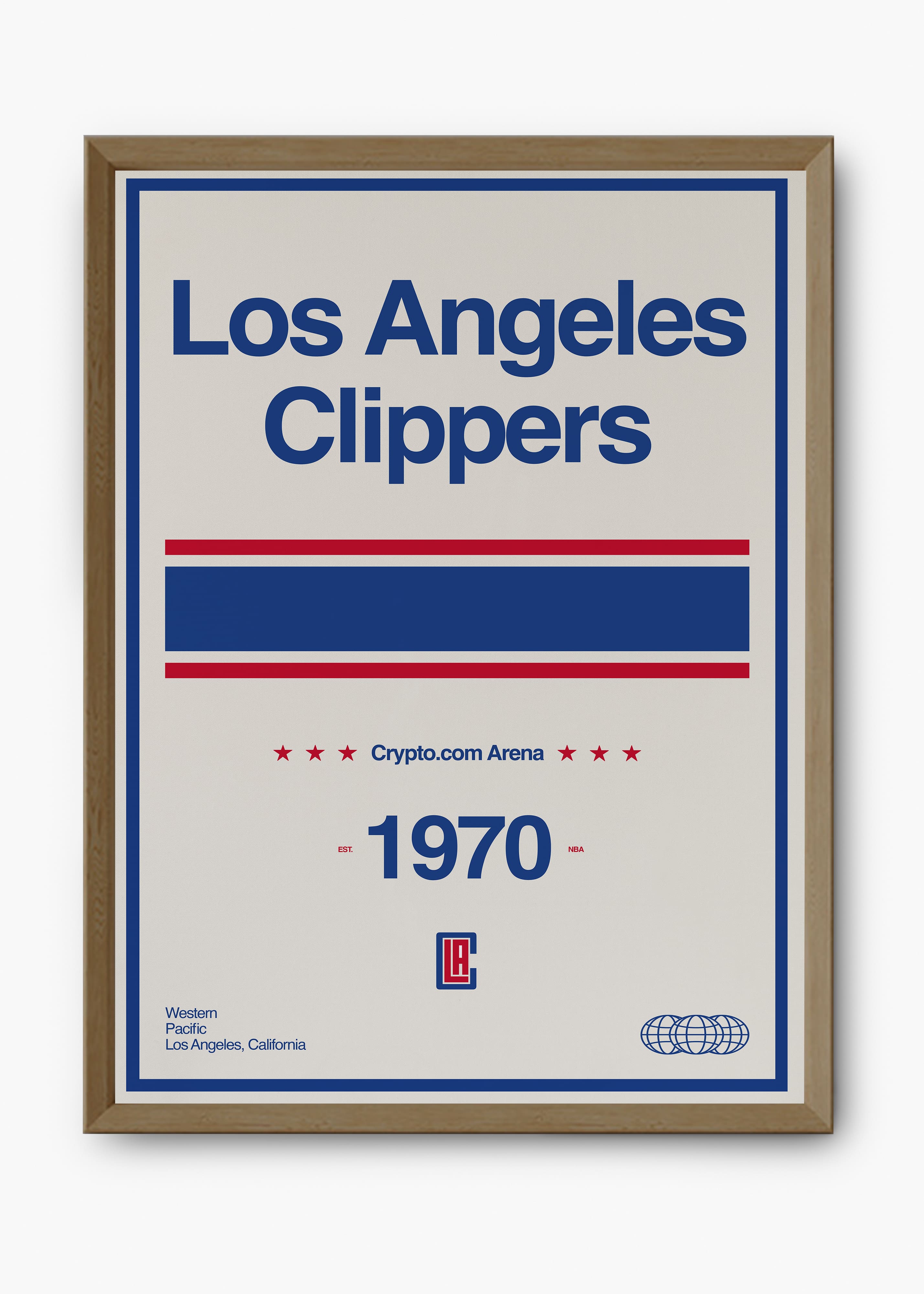 Quadro decorativo NBA Los Angeles Clippers — arte de basquete para parede | Cübe Quadros