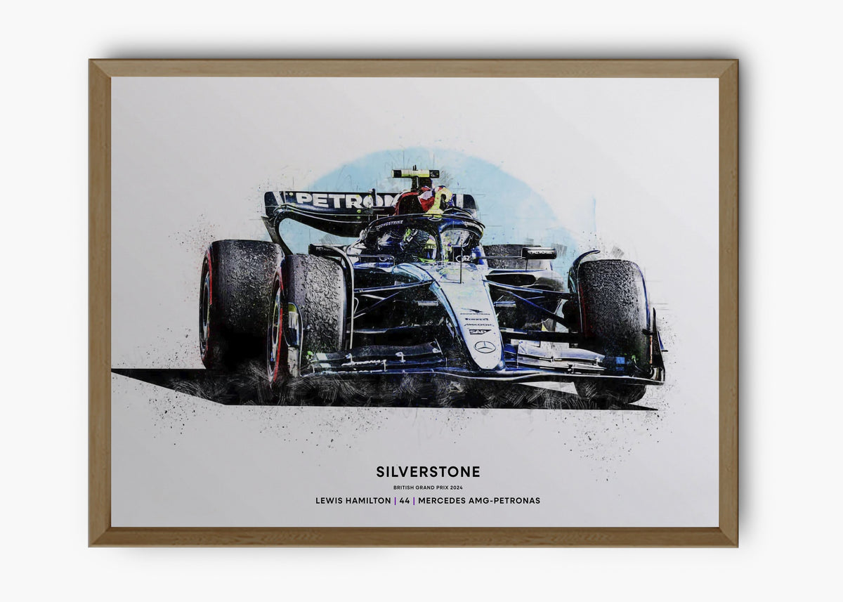 Quadro decorativo Lewis Hamilton Silverstone 2024 II — arte de automobilismo para parede | Cübe Quadros