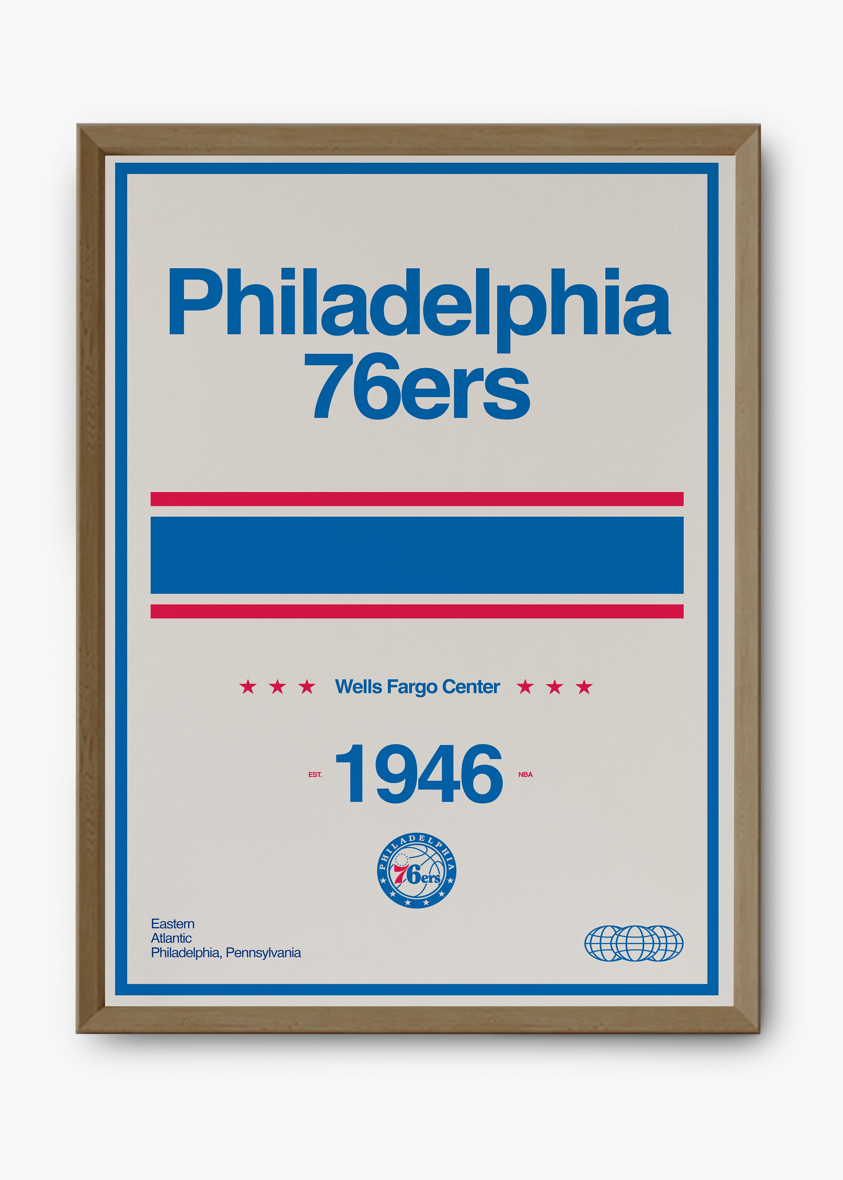 Quadro decorativo NBA Philadelphia 76ers — arte de basquete para parede | Cübe Quadros
