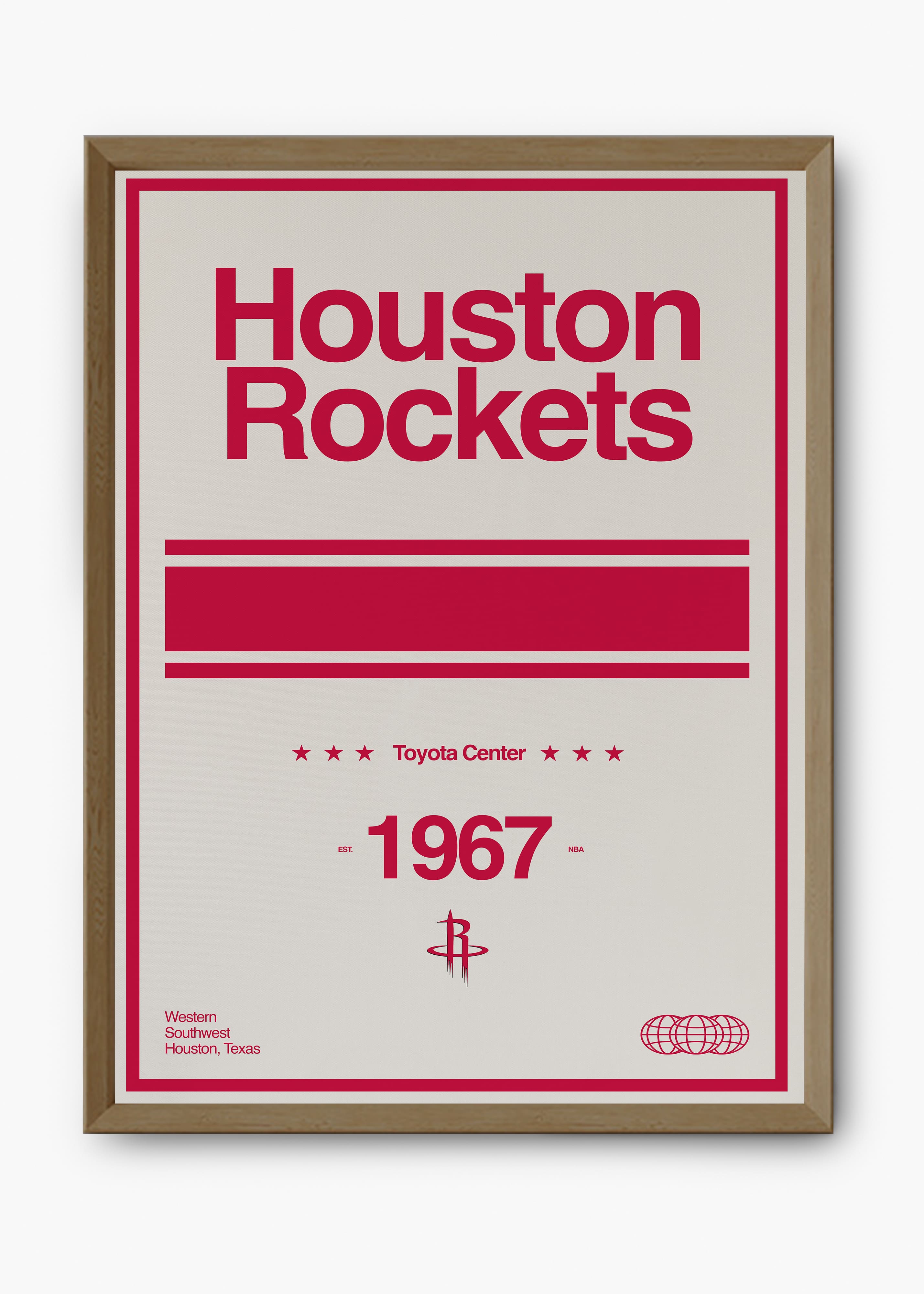 Quadro decorativo NBA Houston Rockets — arte de basquete para parede | Cübe Quadros