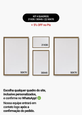 KIT 4 Quadros - Mix de Tamanhos (21x30 + 30x45 + 2un 50x70)
