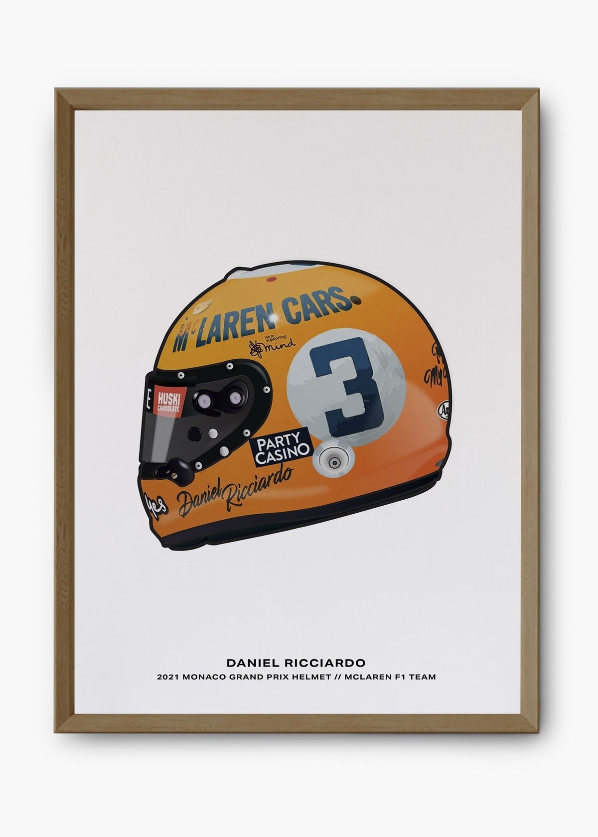 Quadro decorativo Daniel Ricciardo 2021 Mônaco Edition — arte de automobilismo para parede | Cübe Quadros