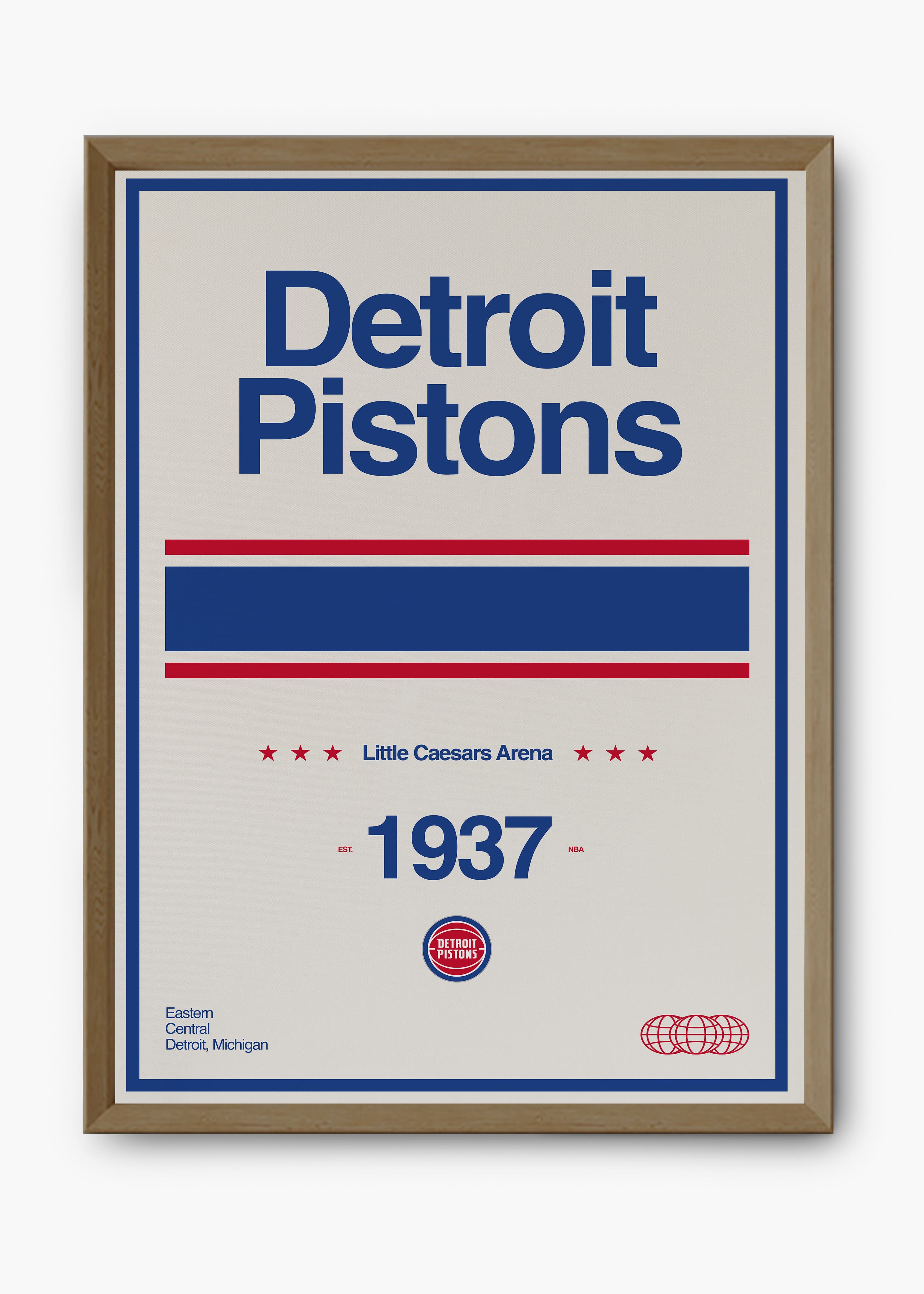 Quadro decorativo NBA Detroit Pistons — arte de basquete para parede | Cübe Quadros