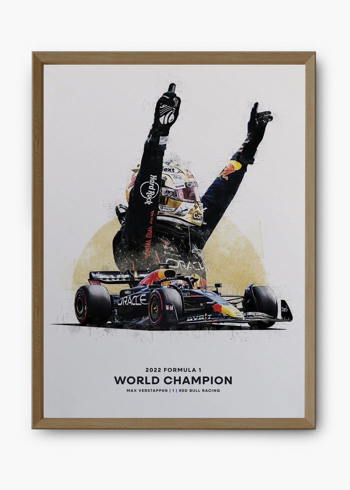 Quadro decorativo Max Verstappen World Champions — arte de automobilismo para parede | Cübe Quadros