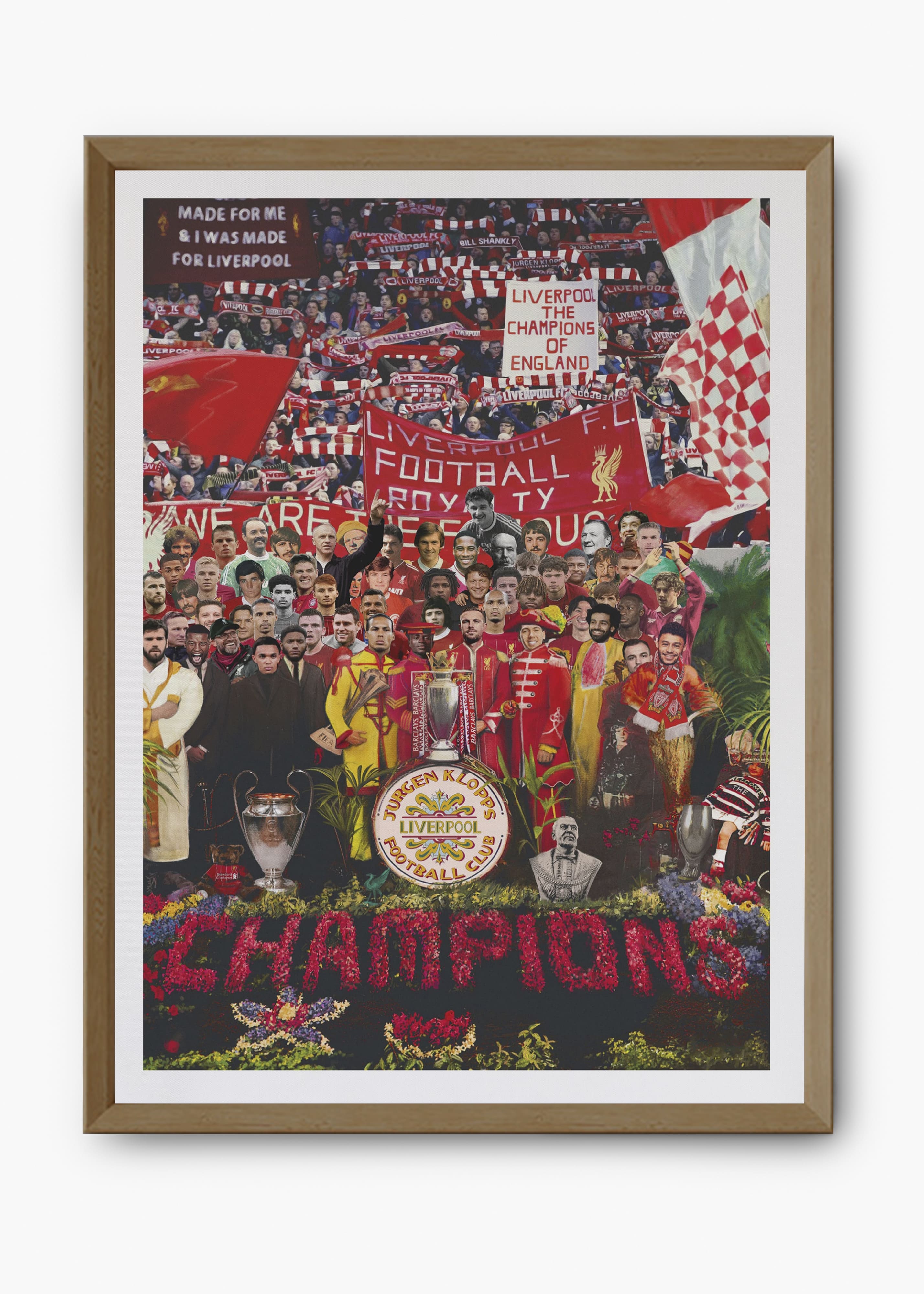 Quadro decorativo Liverpool Champions — arte de futebol para parede | Cübe Quadros